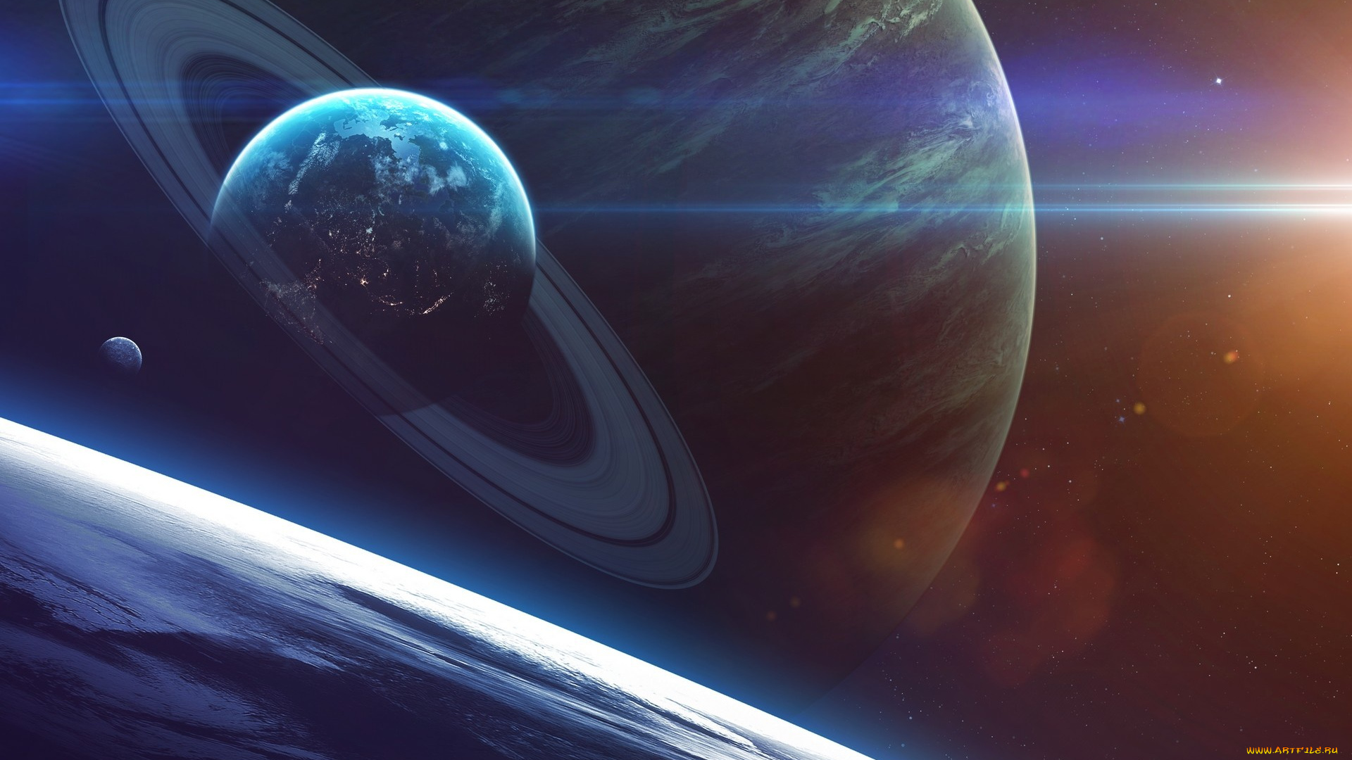 космос, арт, свет, звезда, близко, планета, рядом, by, vadim, sadovski, close, near, satellite, color, поверхность, спутник, planet, art, space, star, planets, light, surface, планеты