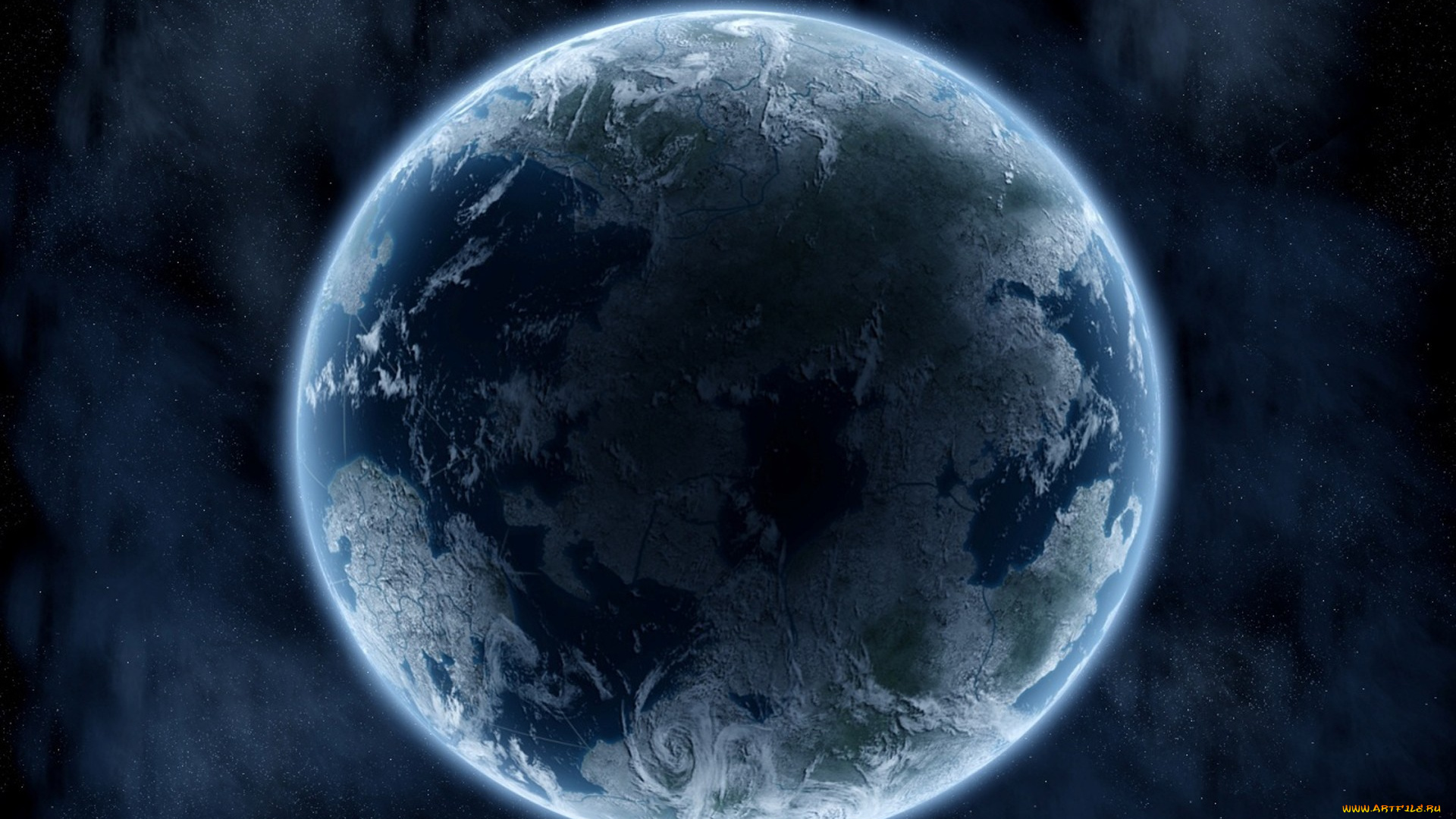 космос, земля, планета, свечение, звезды