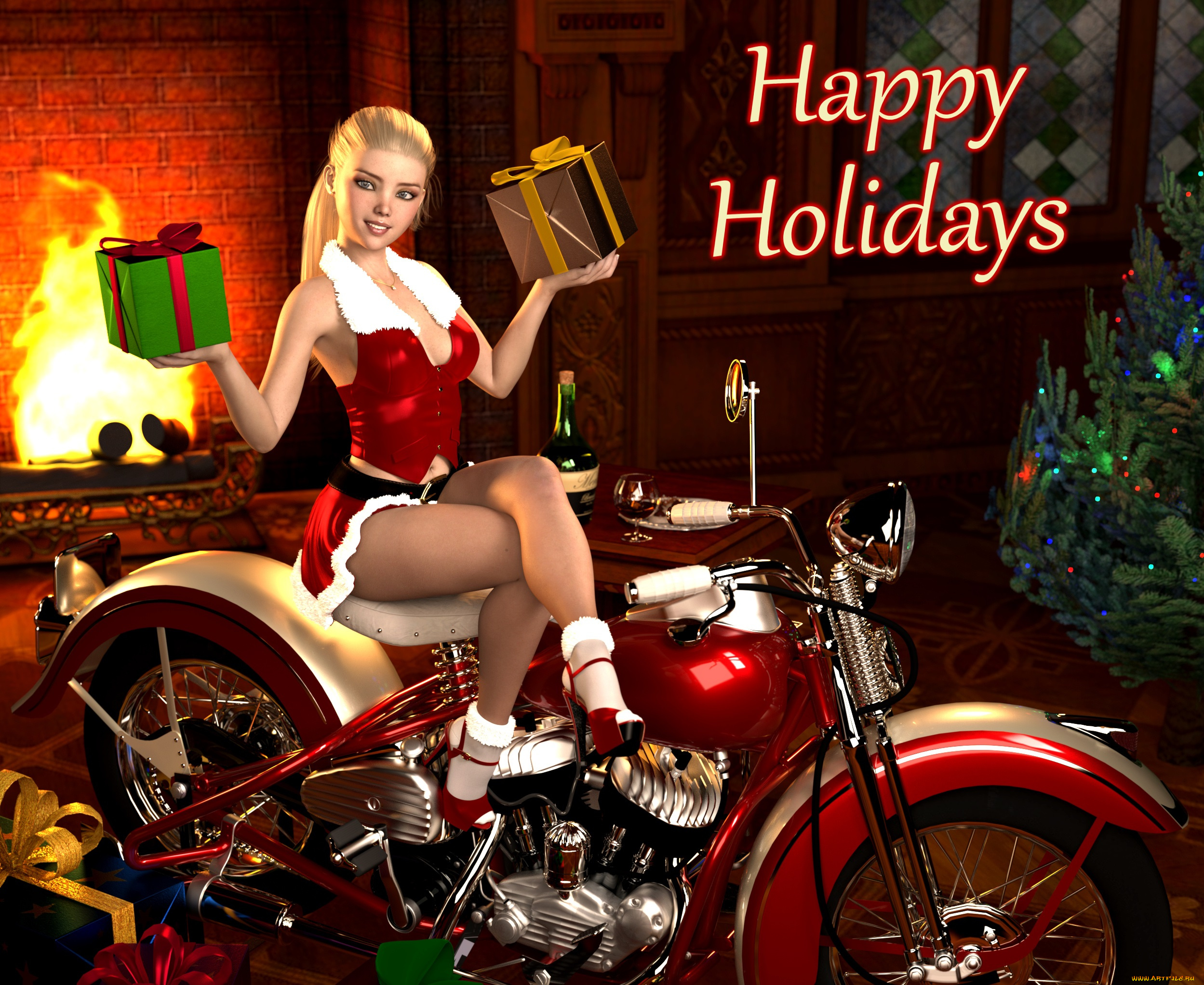 3д, графика, праздники, , holidays, девушка, фон, взгляд