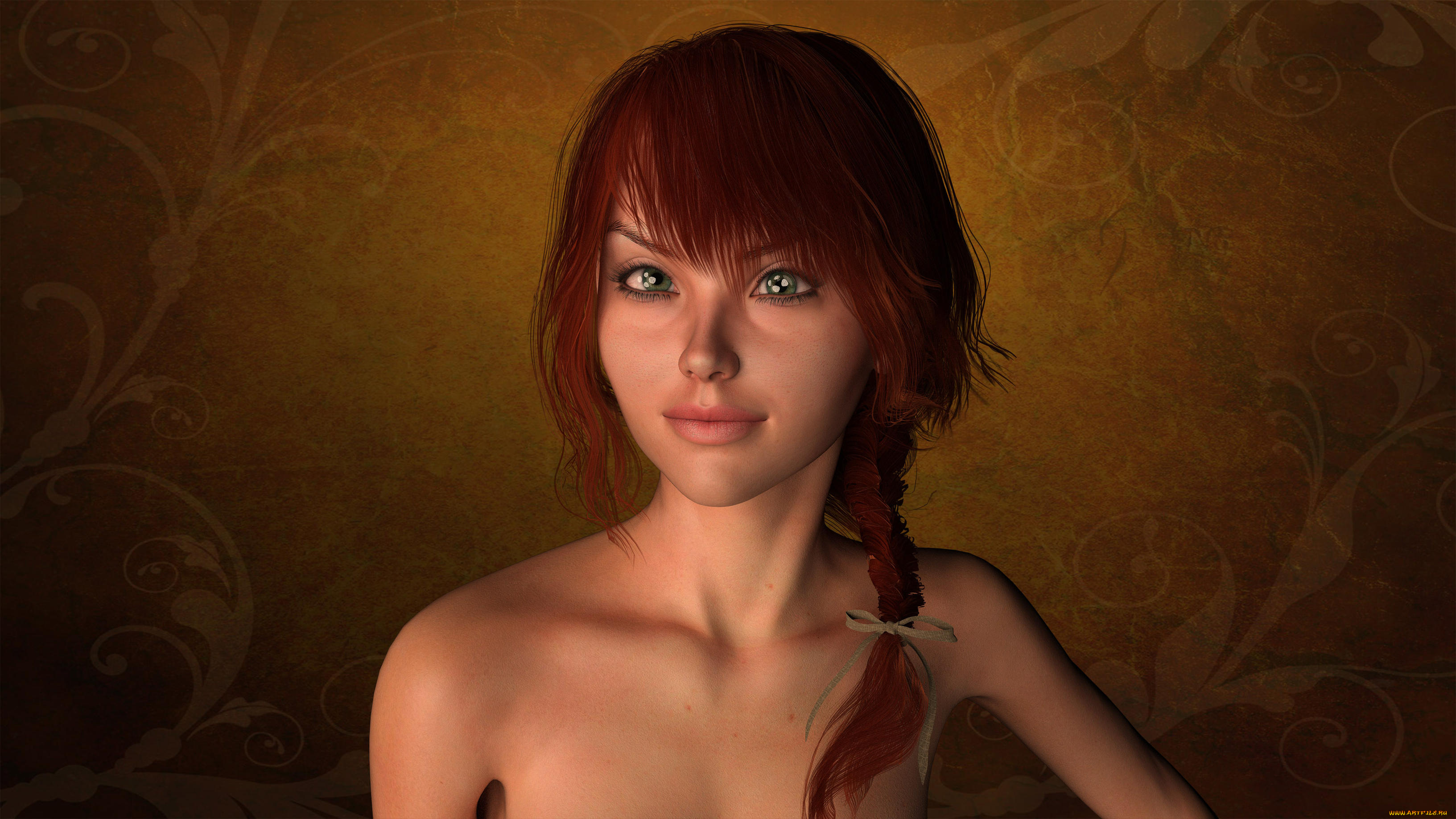 3д, графика, портрет, , portraits, фон, взгляд, девушка