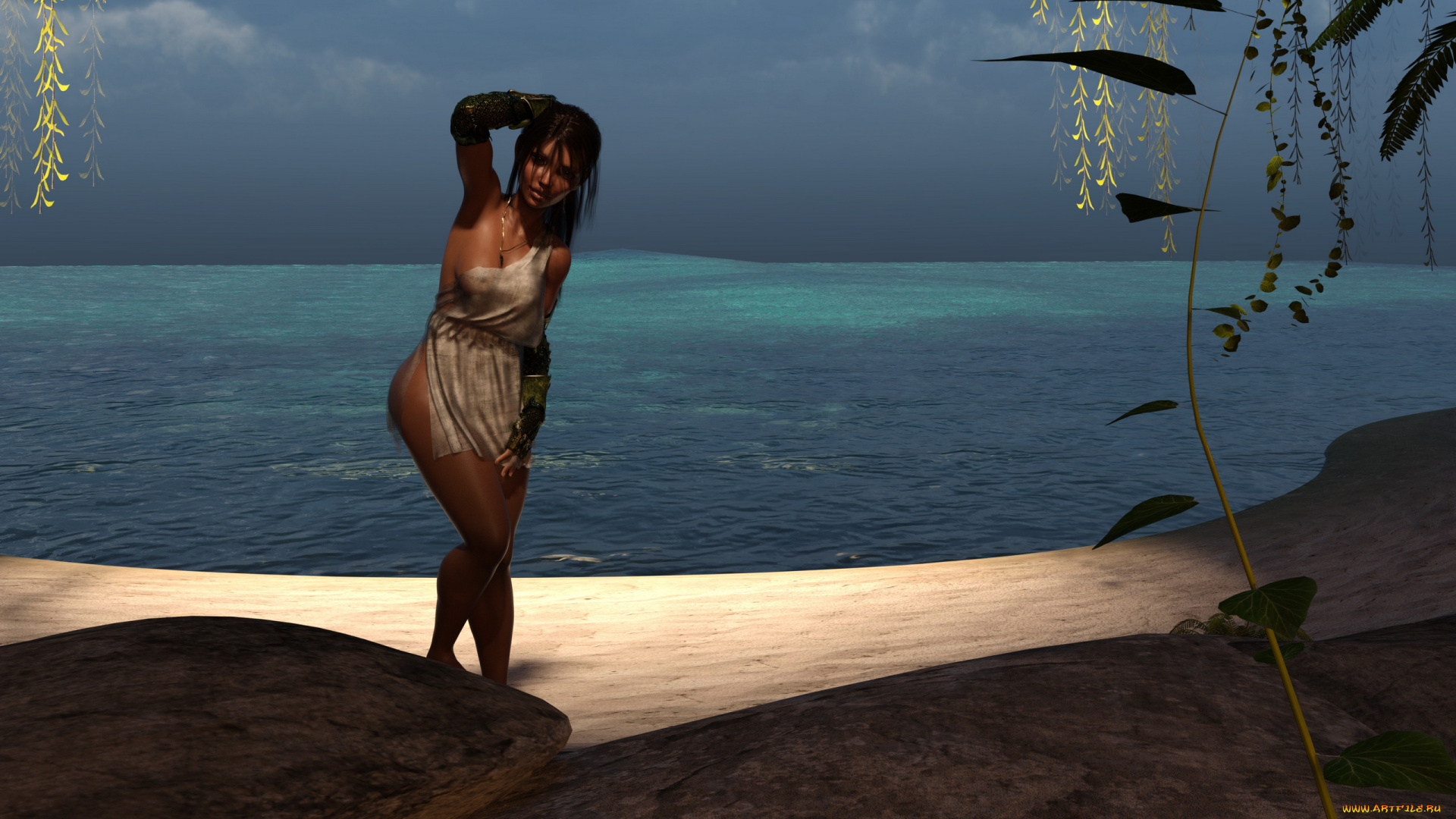 3д, графика, люди, , people, пляж, море, фон, девушка