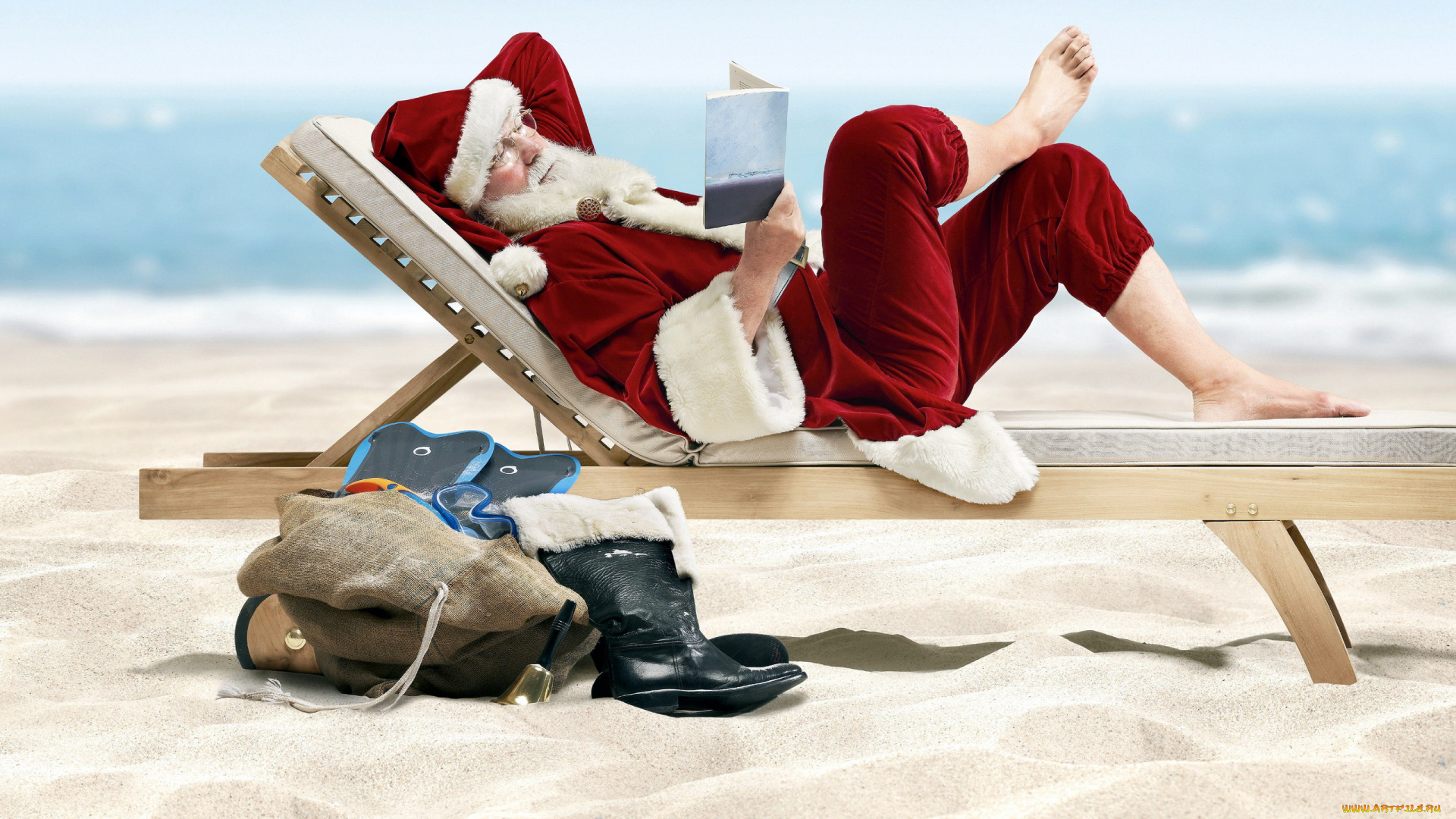 праздничные, дед, мороз, , санта, клаус, книжка, санта, пляж