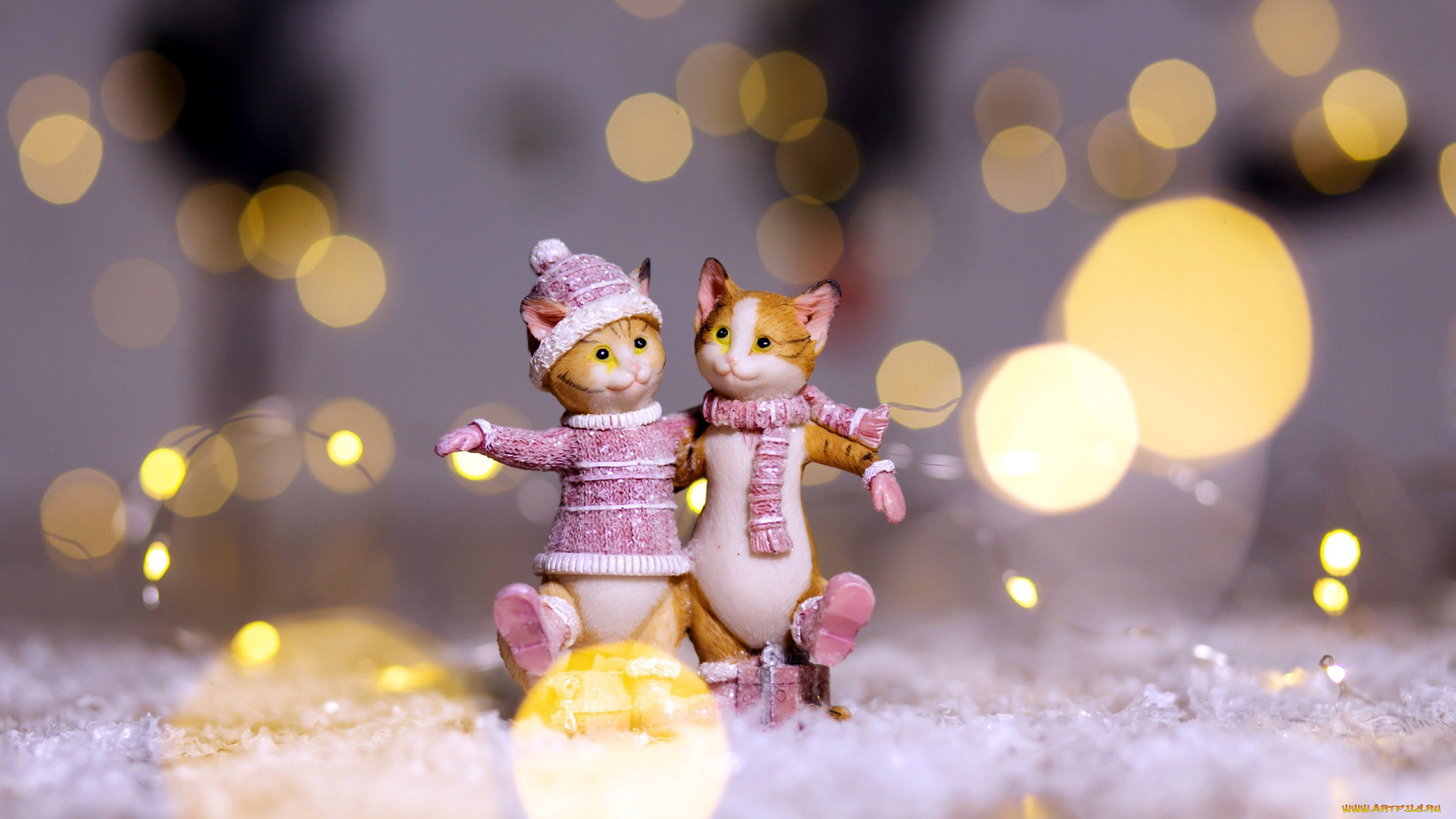 праздничные, фигурки, кот, кошечка