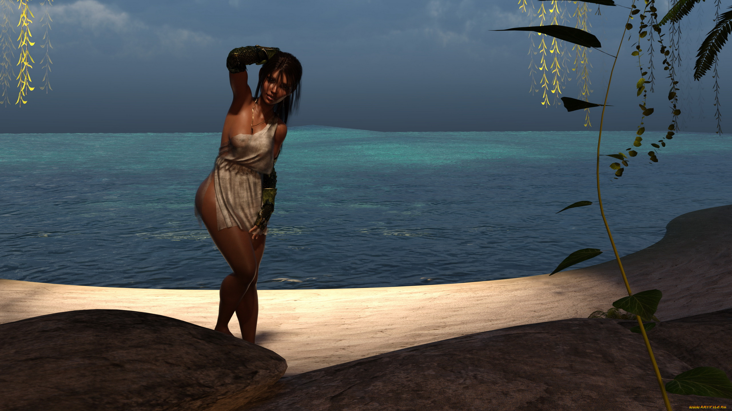 3д, графика, люди, , people, пляж, море, фон, девушка