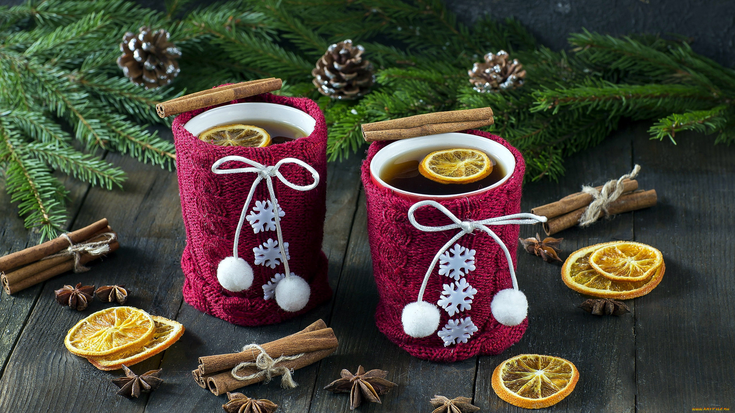 праздничные, угощения, лимон, корица, чай