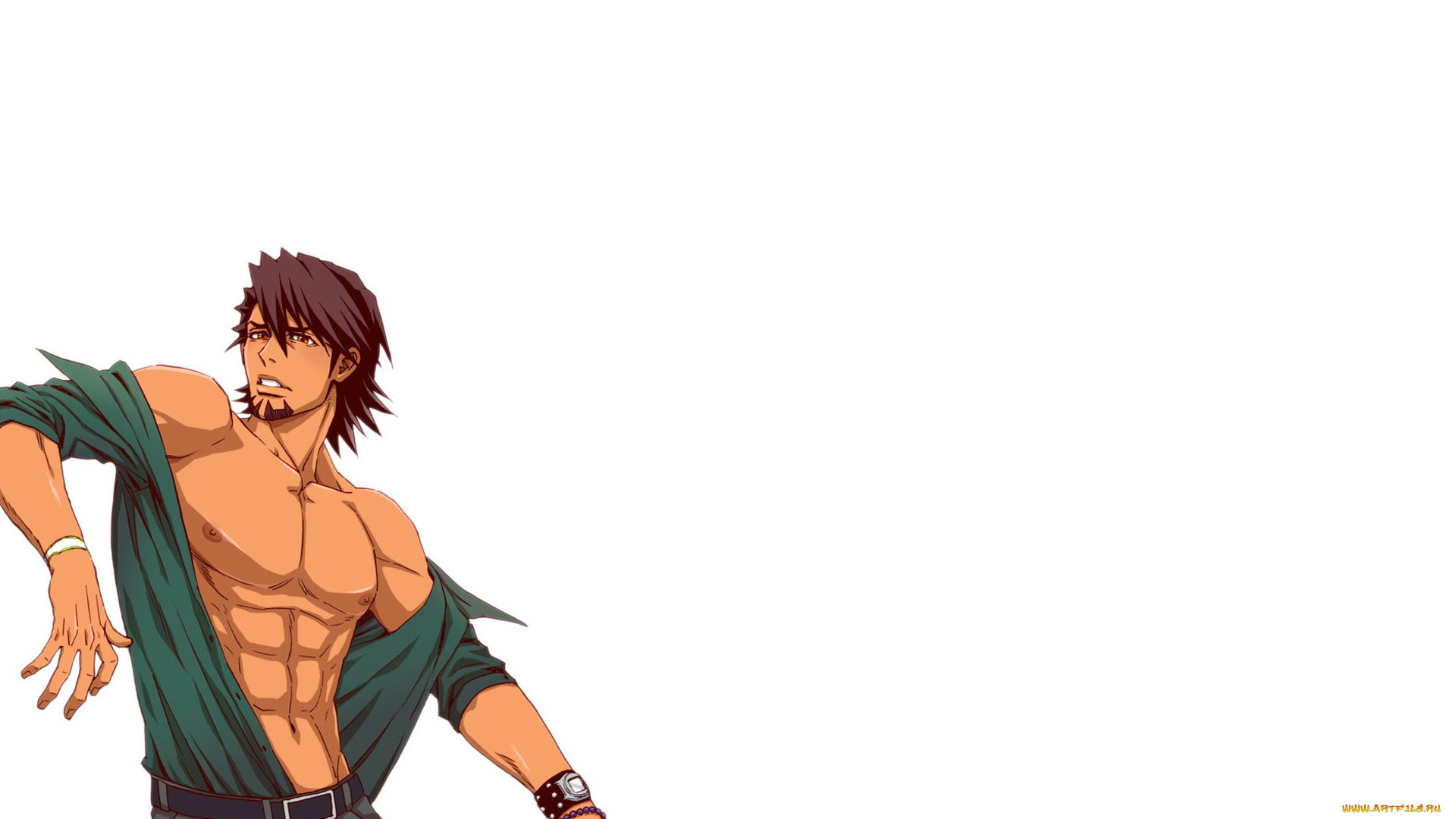 аниме, tiger, and, bunny, парень, бородка, рубашка, торс