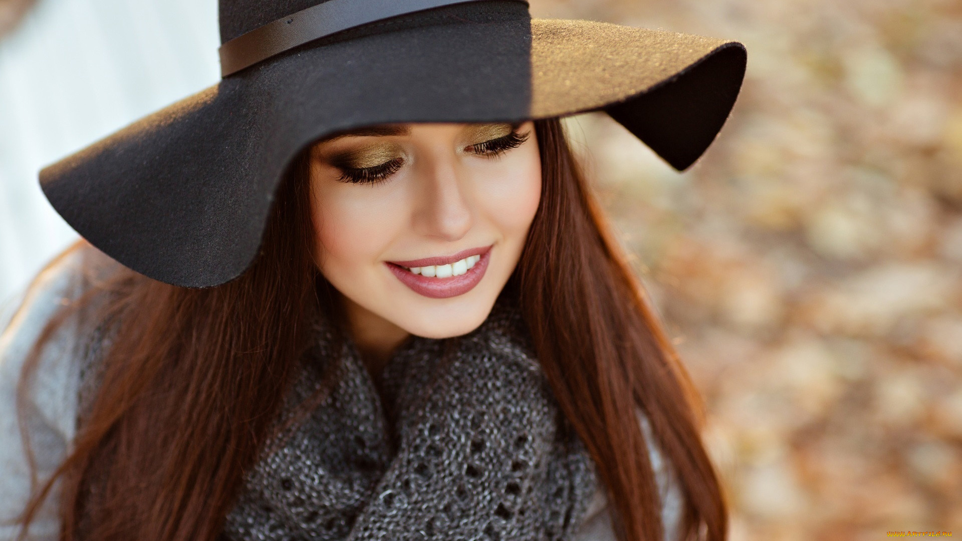 девушки, -, брюнетки, , шатенки, шляпа, шарф