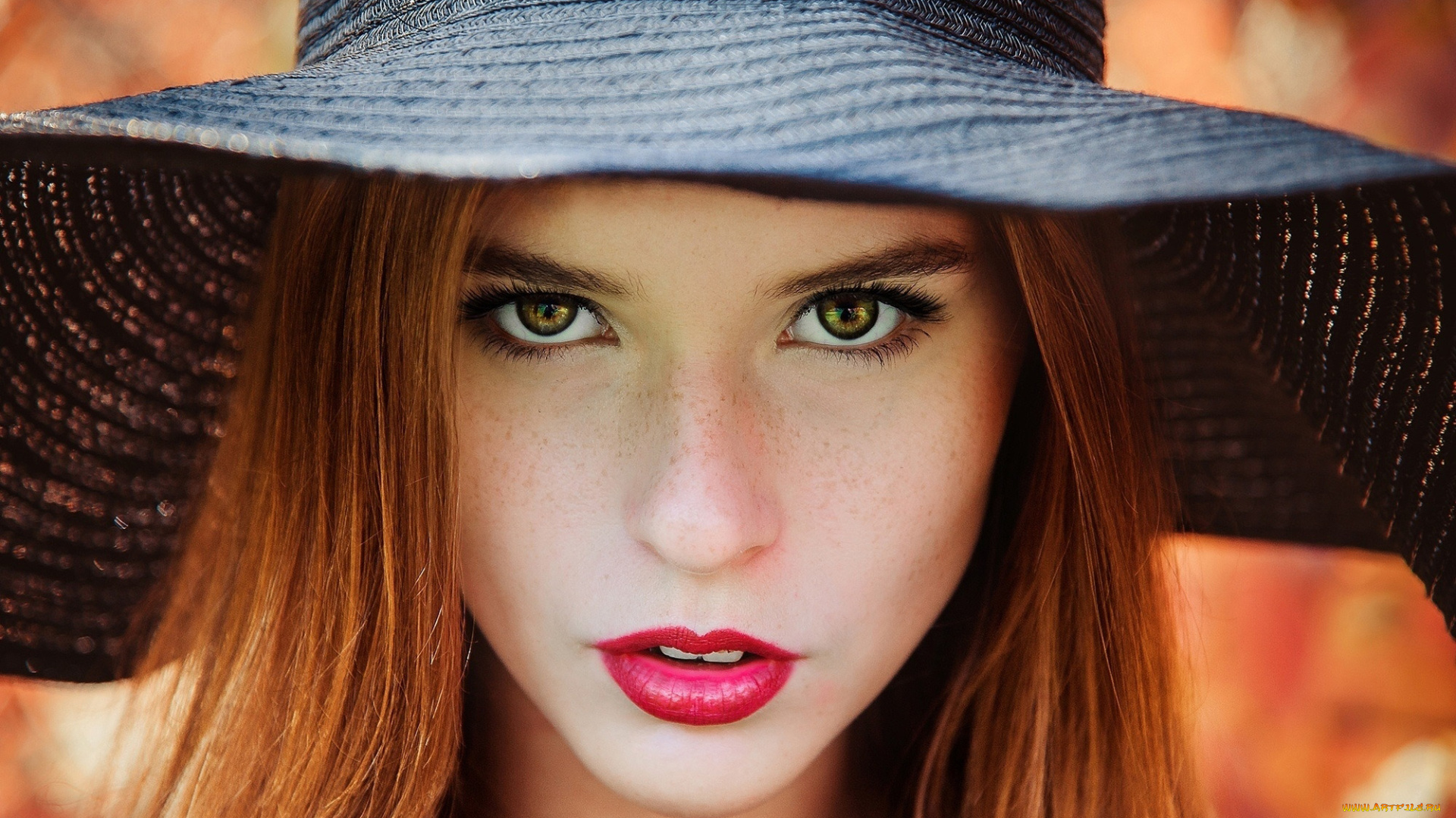 девушки, -, лица, , портреты, веснушки, шляпа