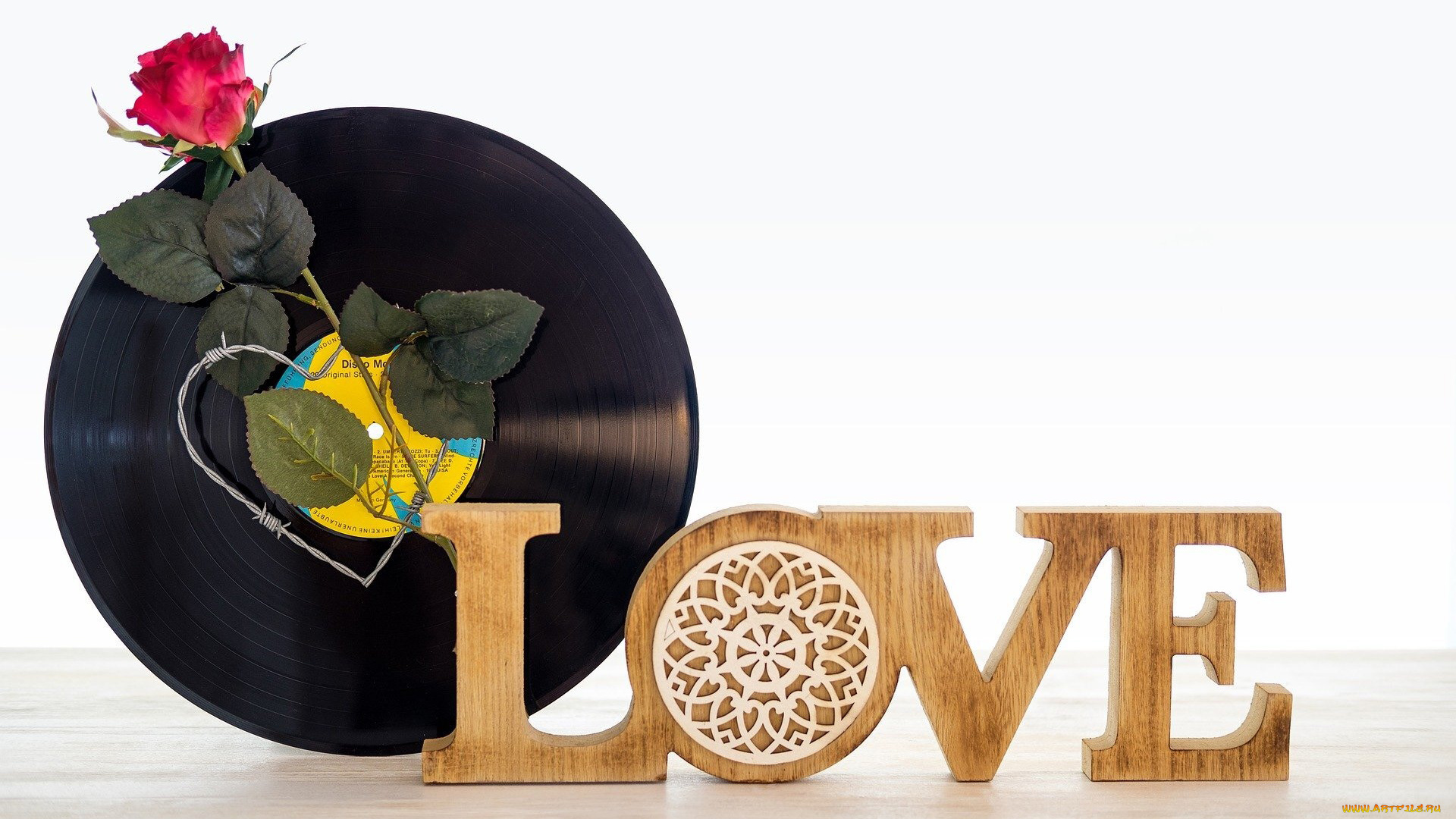 праздничные, день, святого, валентина, , сердечки, , любовь, пластинка, роза, сердце, надпись