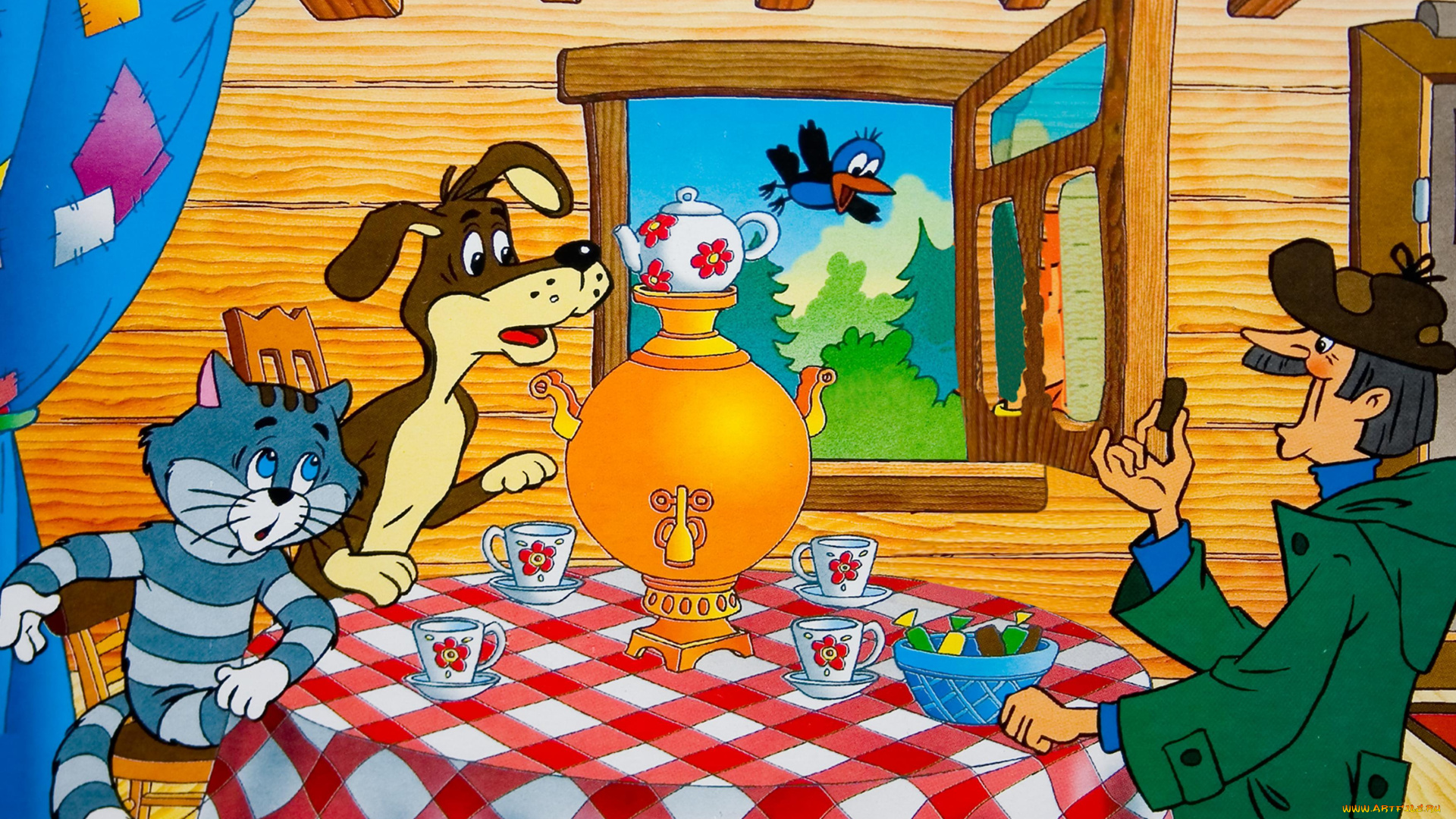 мультфильмы, трое, из, простоквашино, трое, из, простоквашино, мультфильм, ссср, шарик, кот, матроскин, печкин, галчонок