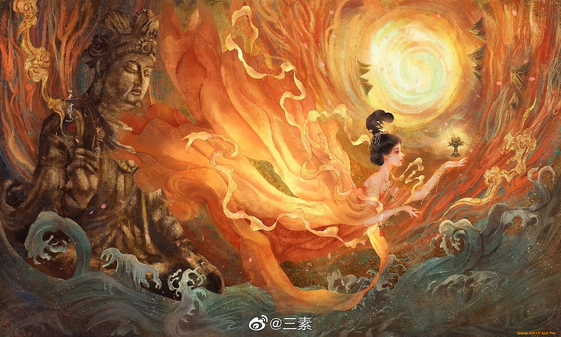 фэнтези, магия, девушка, статуя