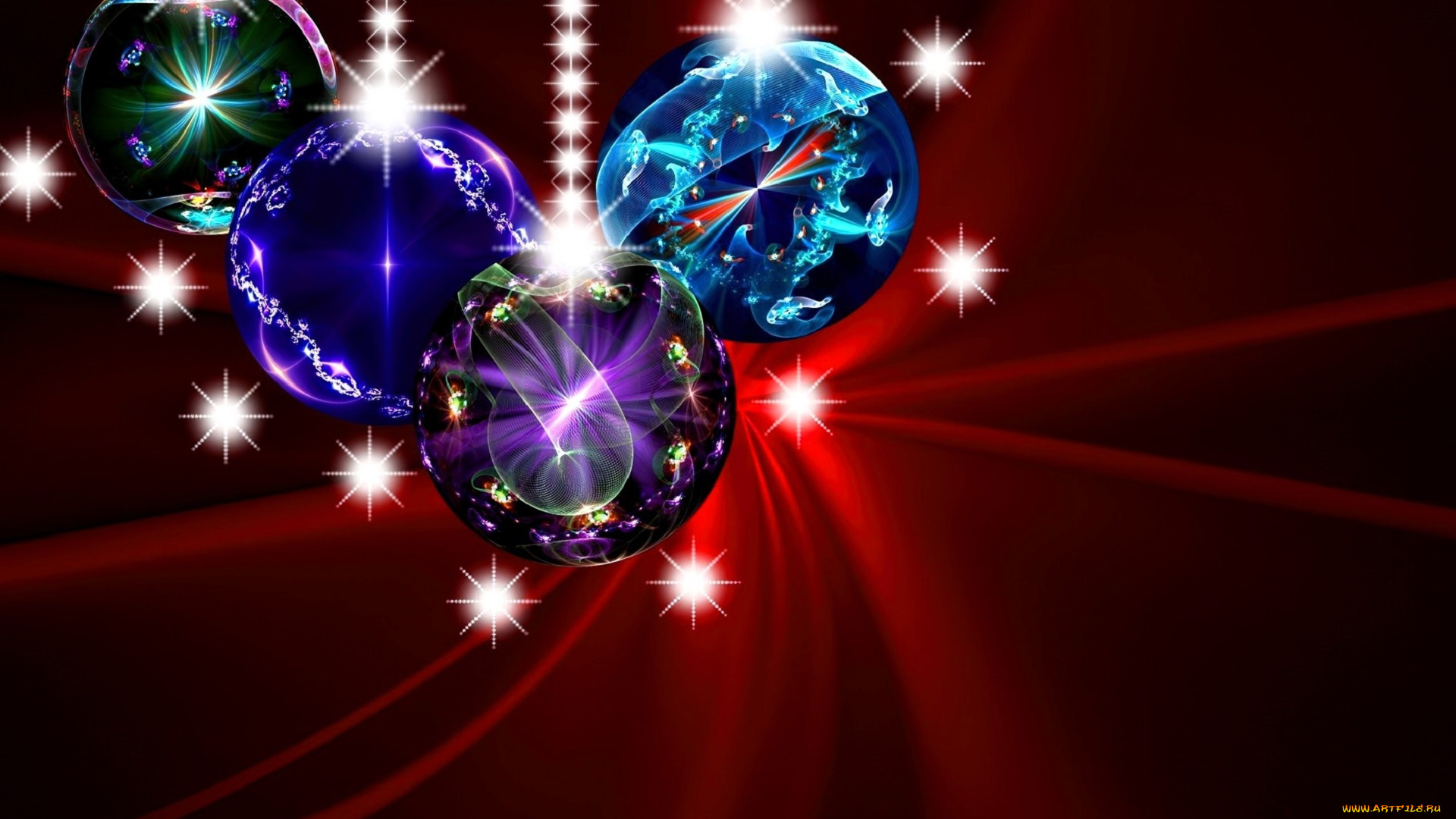 праздничные, 3д, графика, , новый, год, шарики, блики