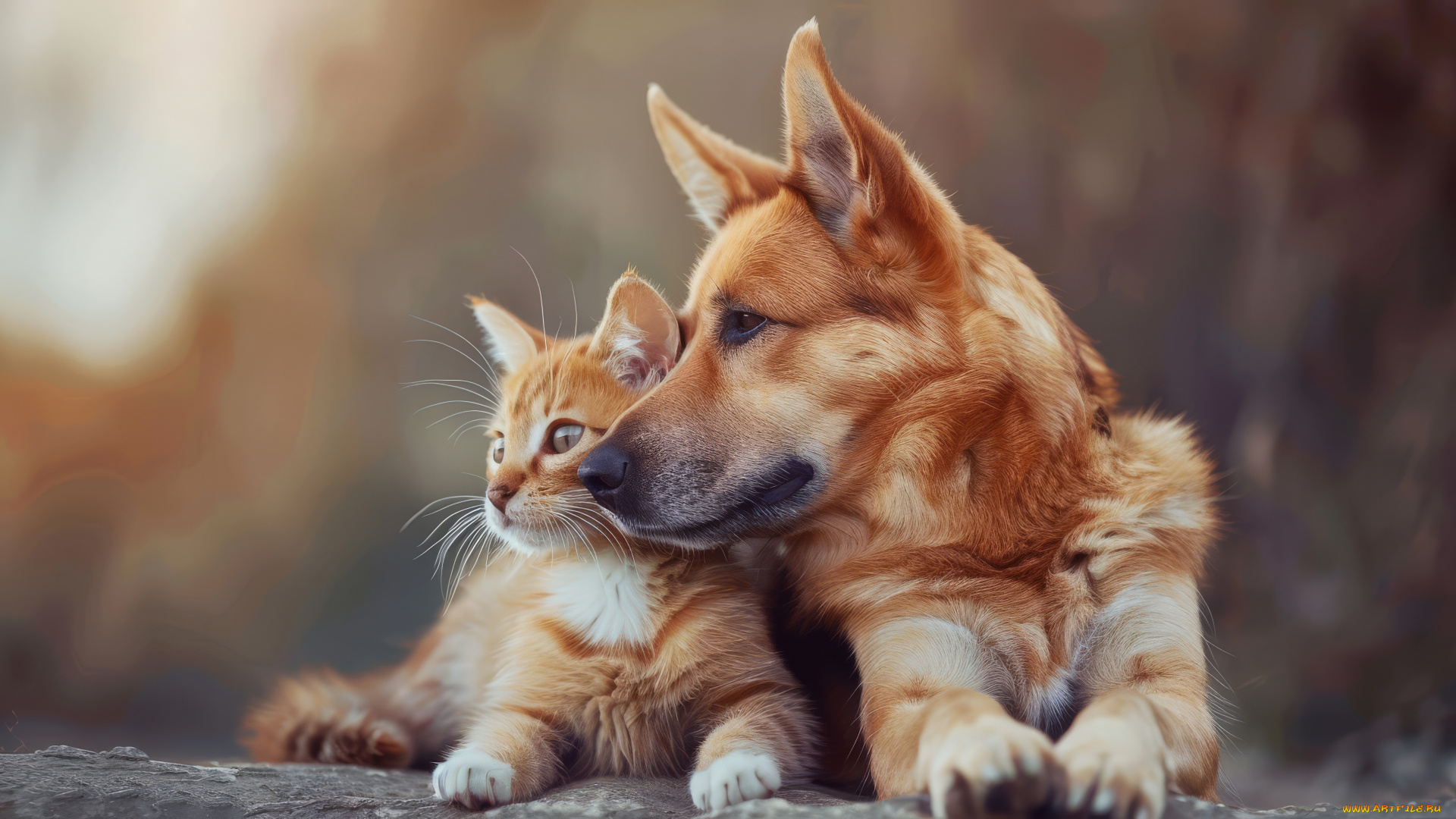 3д, графика, животные, , animals, друзья, кот, кошка, собака