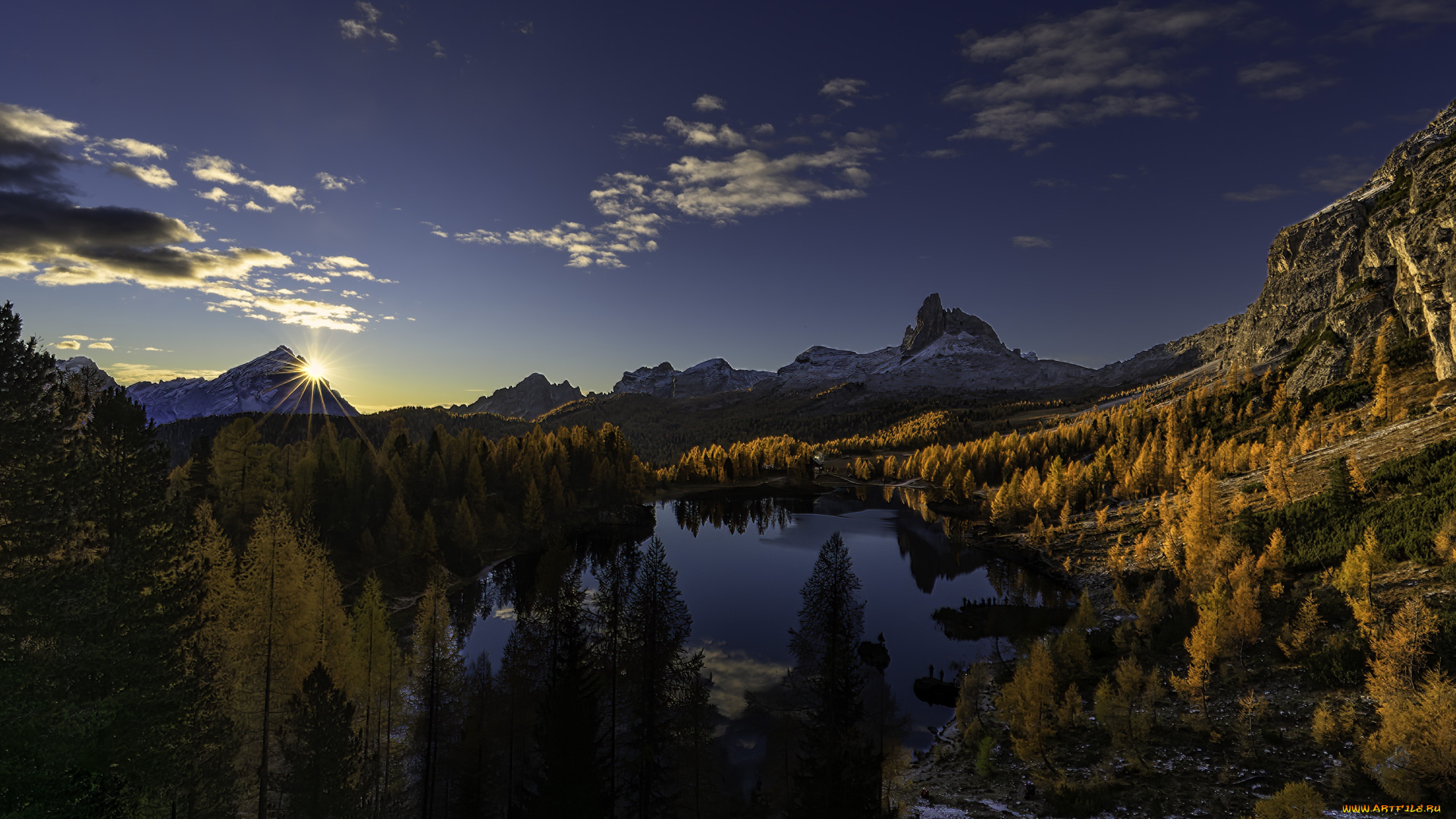красота, разное, компьютерный, дизайн, небо, облака, солнце, горы, скалы, деревья, лес, осень, озеро