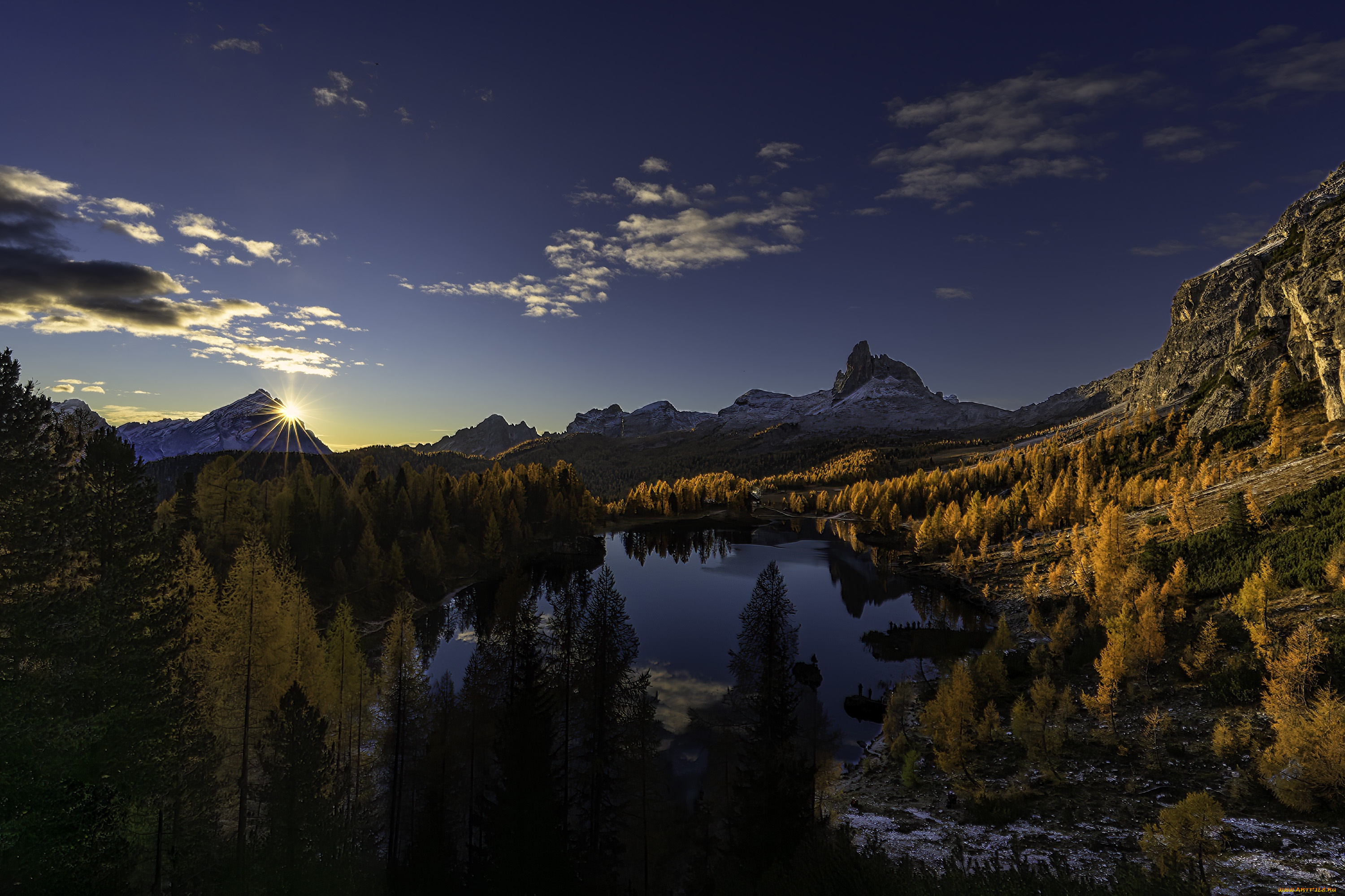 красота, разное, компьютерный, дизайн, небо, облака, солнце, горы, скалы, деревья, лес, осень, озеро