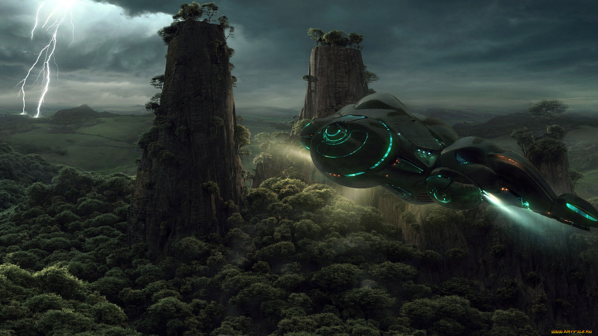 фэнтези, космические, корабли, звездолеты, станции, dragos, jieanu, молния, скалы