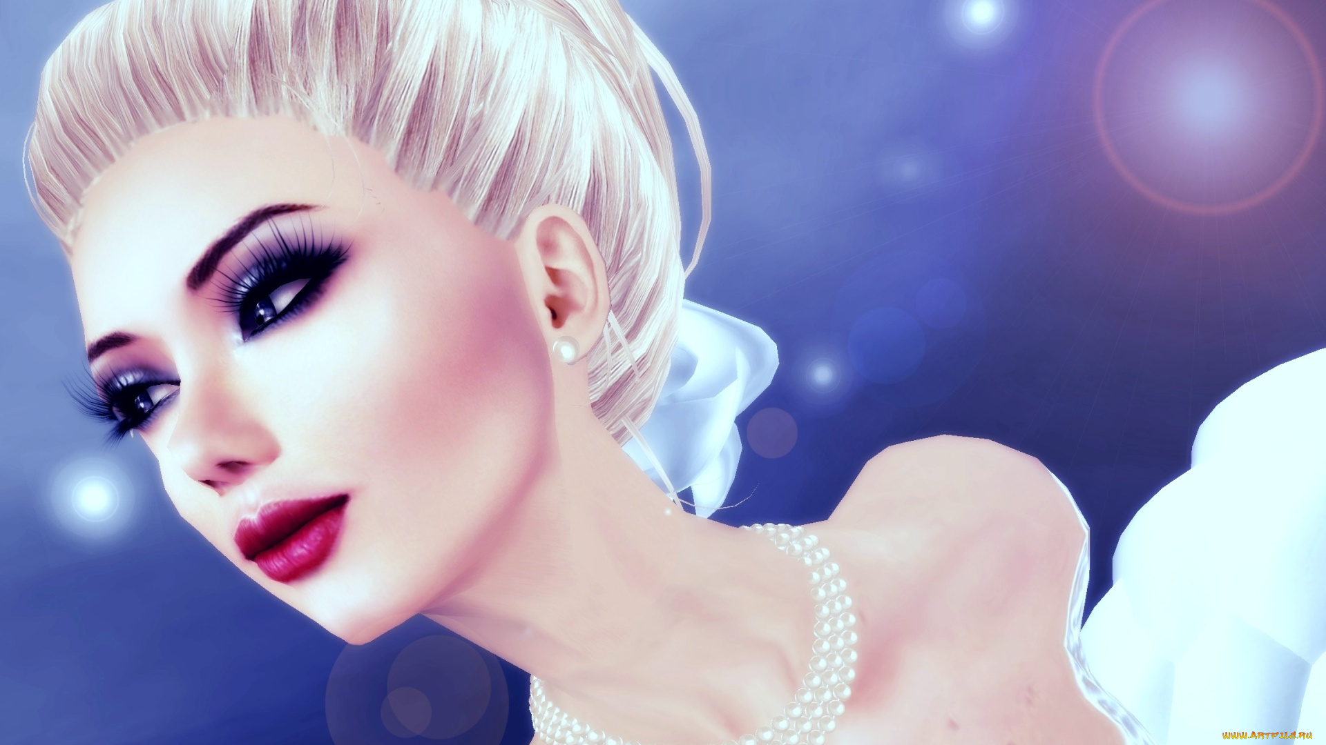 3д, графика, portraits, портрет, ожерелье, блондинка