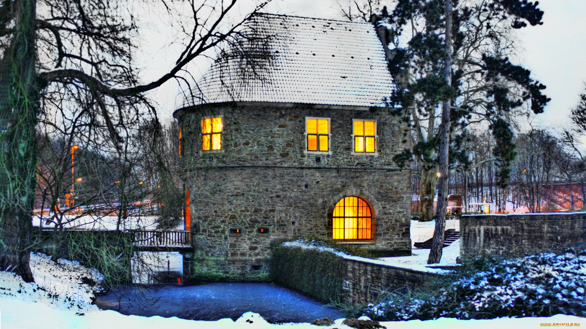 германия, dortmund, castle, br&, 252, nninghausen, города, дворцы, замки, крепости, замок, зима, снег