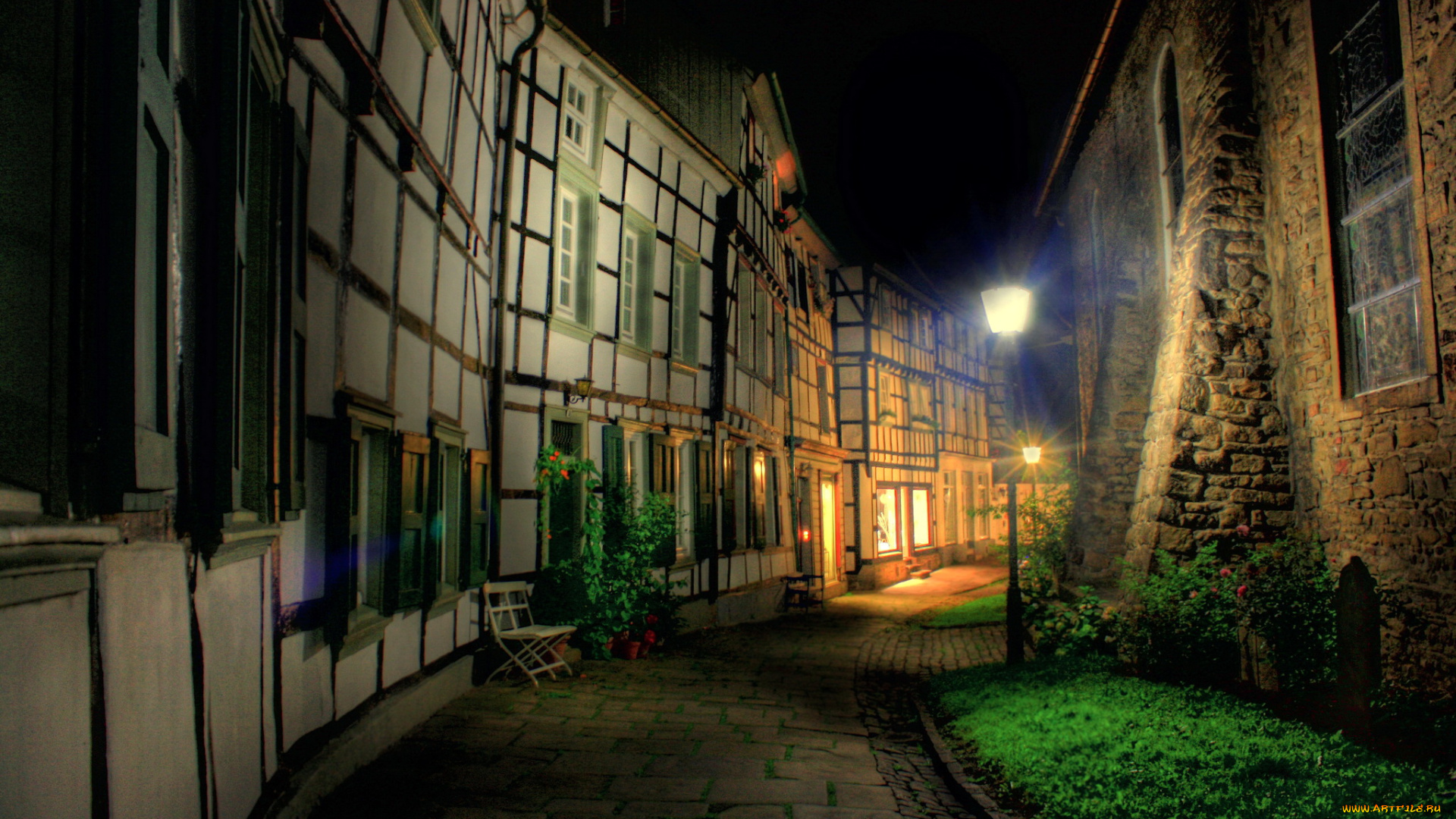 hattingen, германия, города, улицы, площади, набережные, улица, огни, ночь