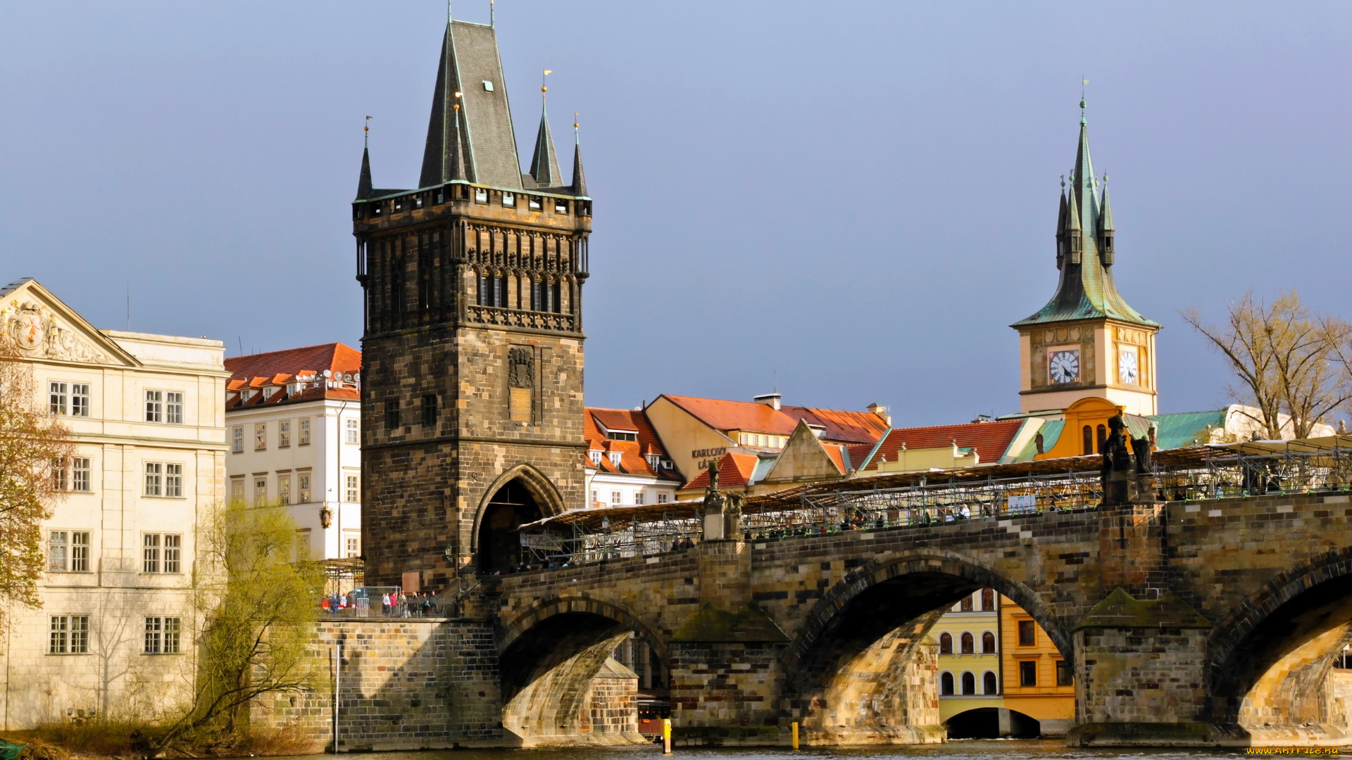 прага, города, Чехия, мост, река