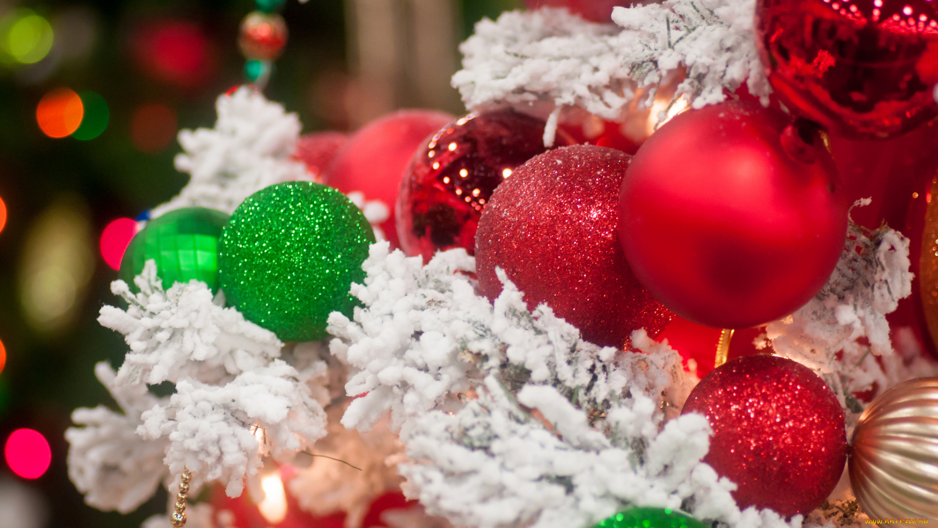 праздничные, шарики, игрушки, ёлка