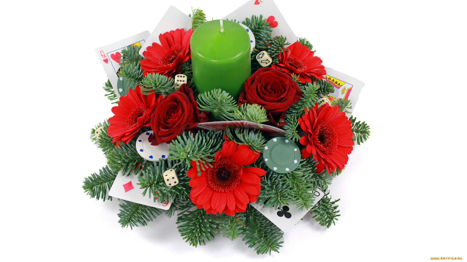 разное, свечи, карты, букет, герберы, свеча