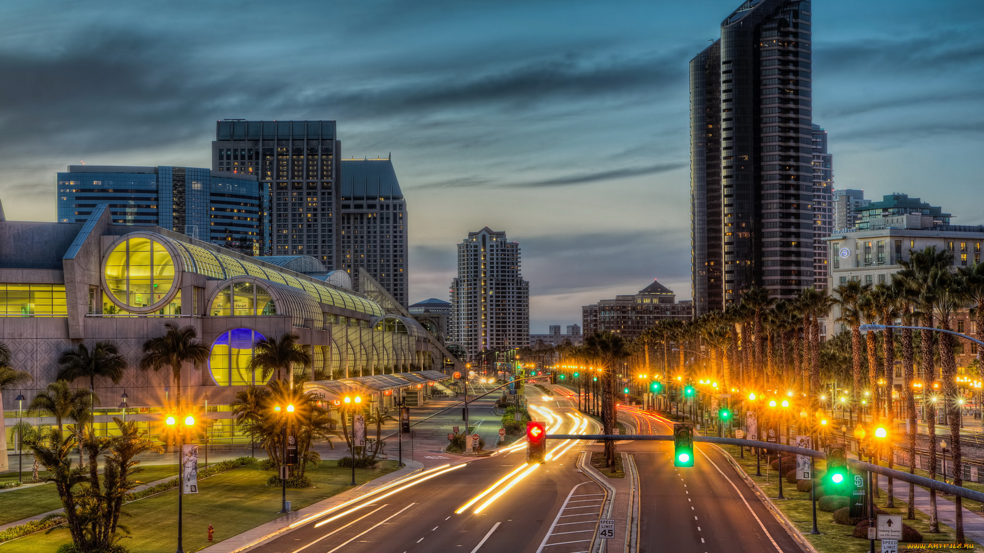 san, diego, города, сан, диего, сша, ночь, панорама, огни