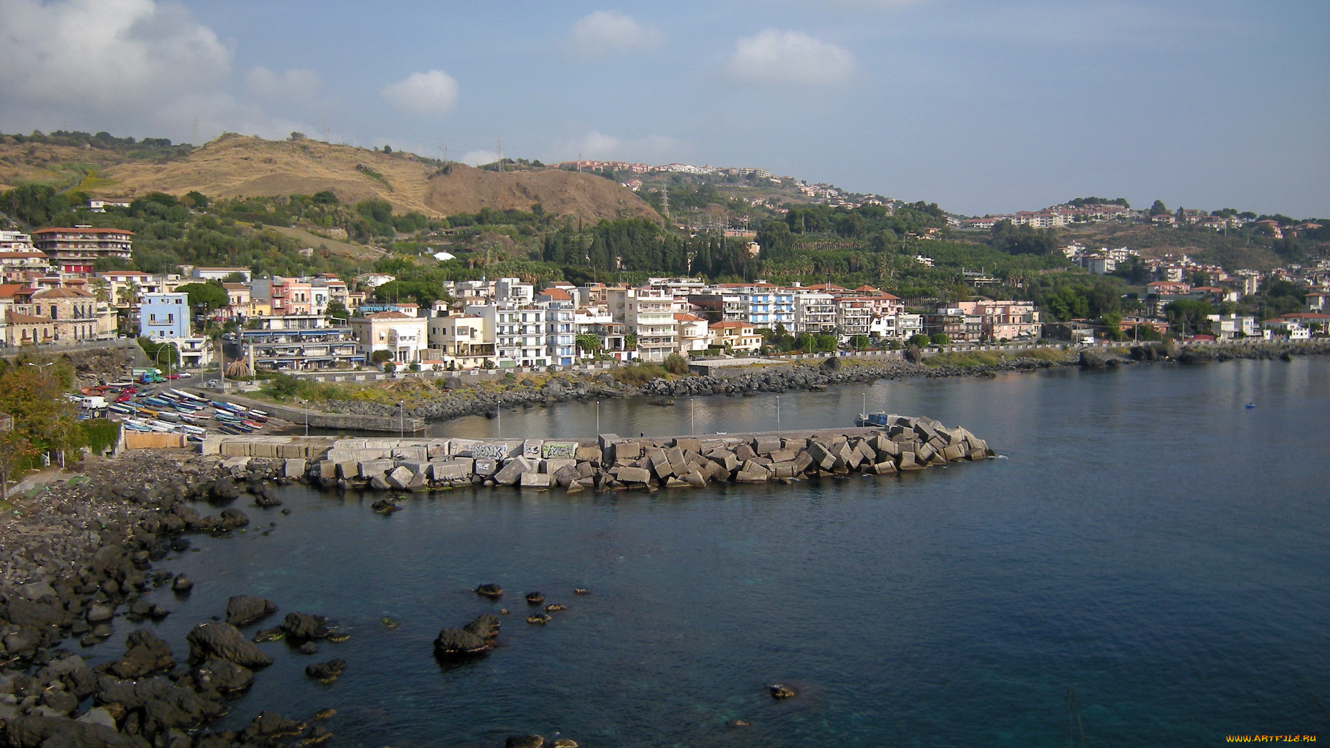 сицилия, aci, castello, города, панорамы, море, дома, побережье