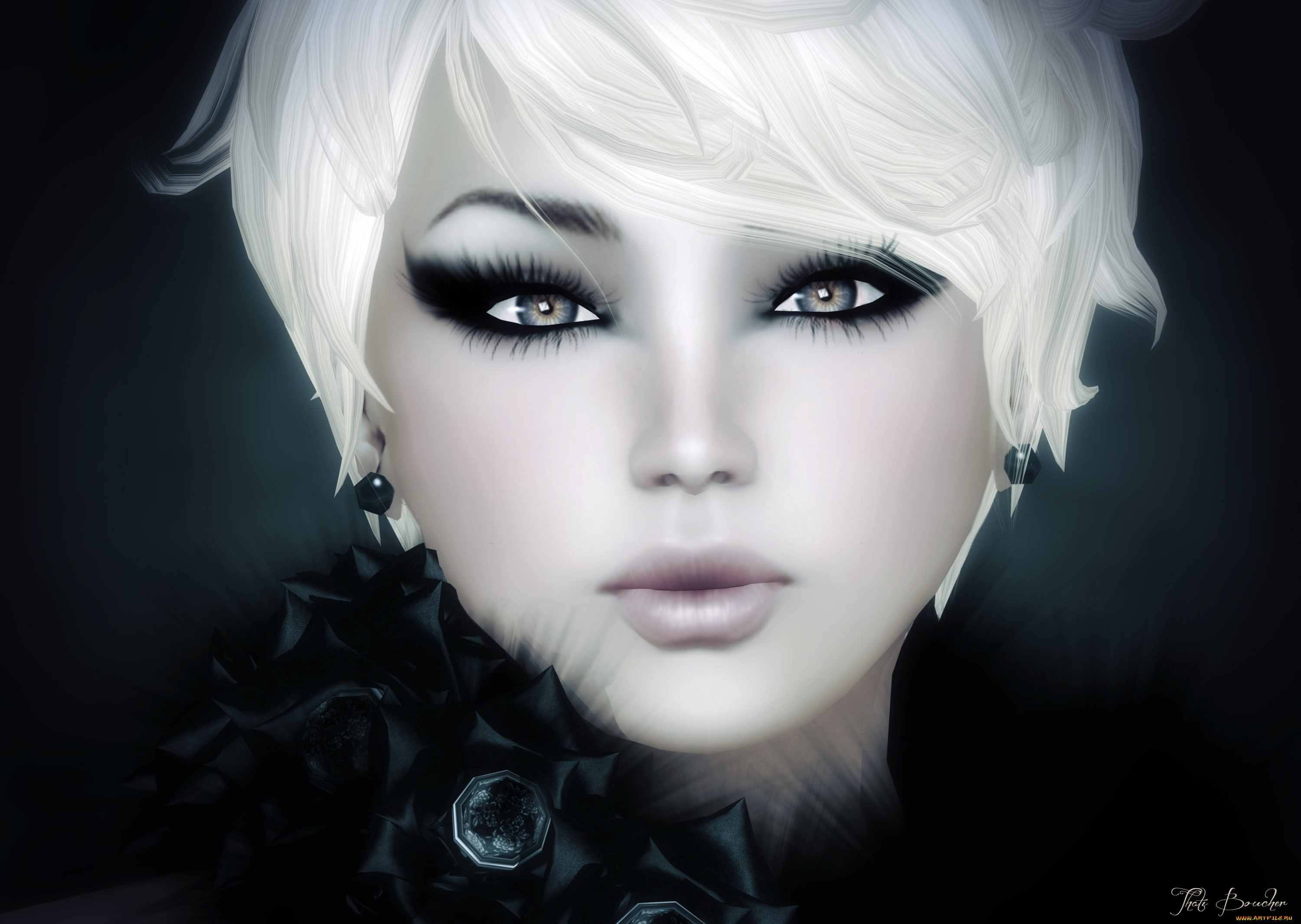 3д, графика, portraits, портрет, глаза, стрижка, девушка