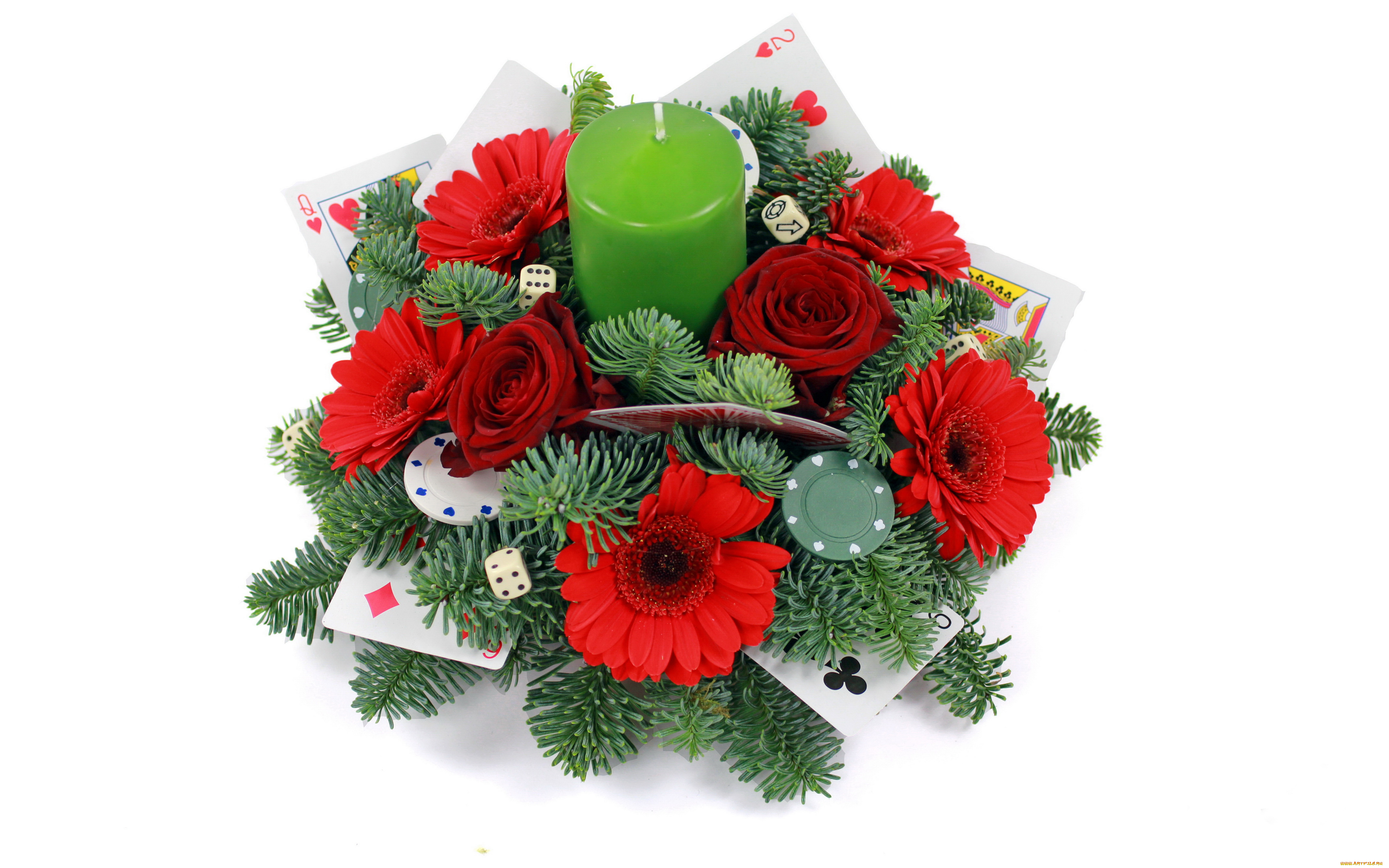 разное, свечи, карты, букет, герберы, свеча