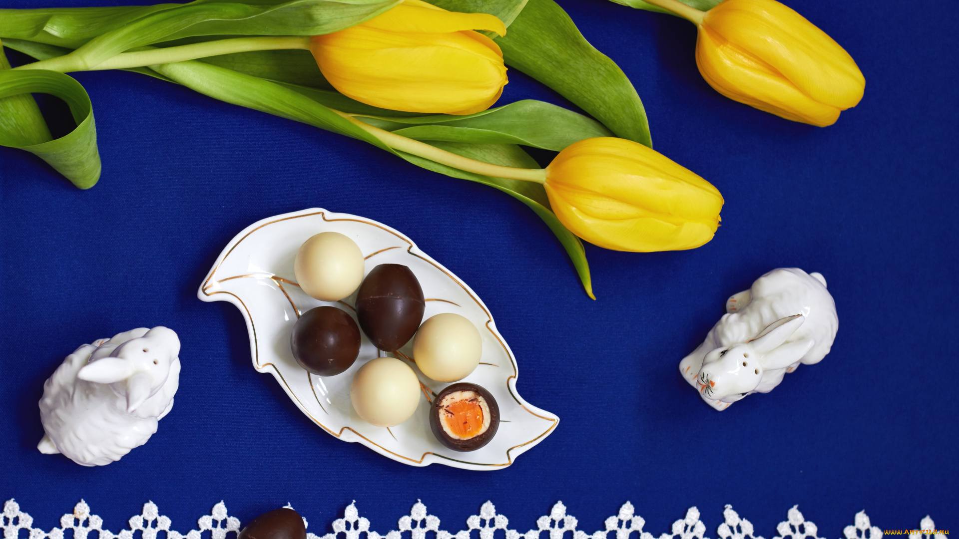 еда, конфеты, , шоколад, , сладости, зайчики, тюльпаны