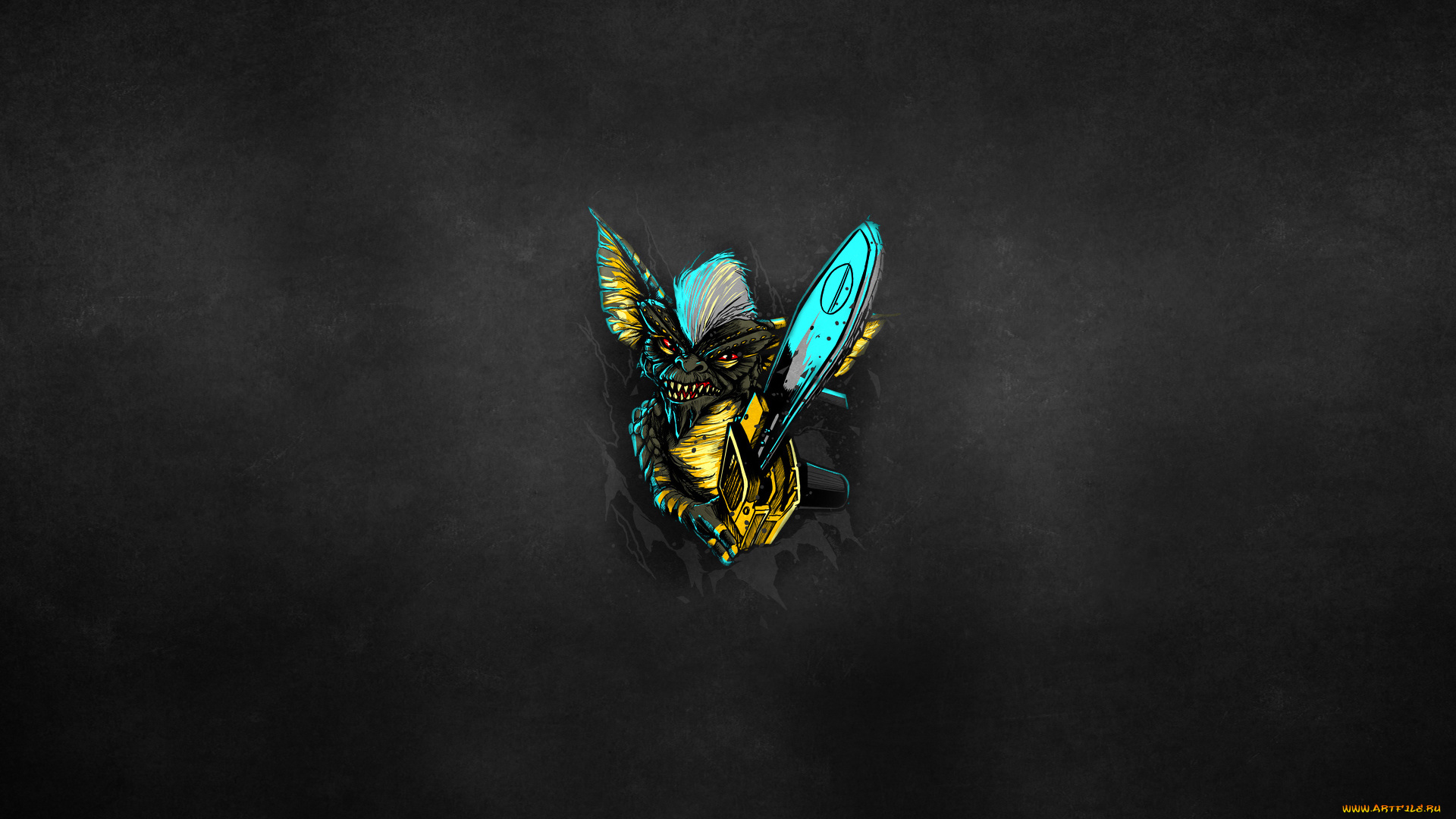 гремлины, фэнтези, существа, gremlins, инопланетянин, пришелец, монстр, ирокез, бензопила