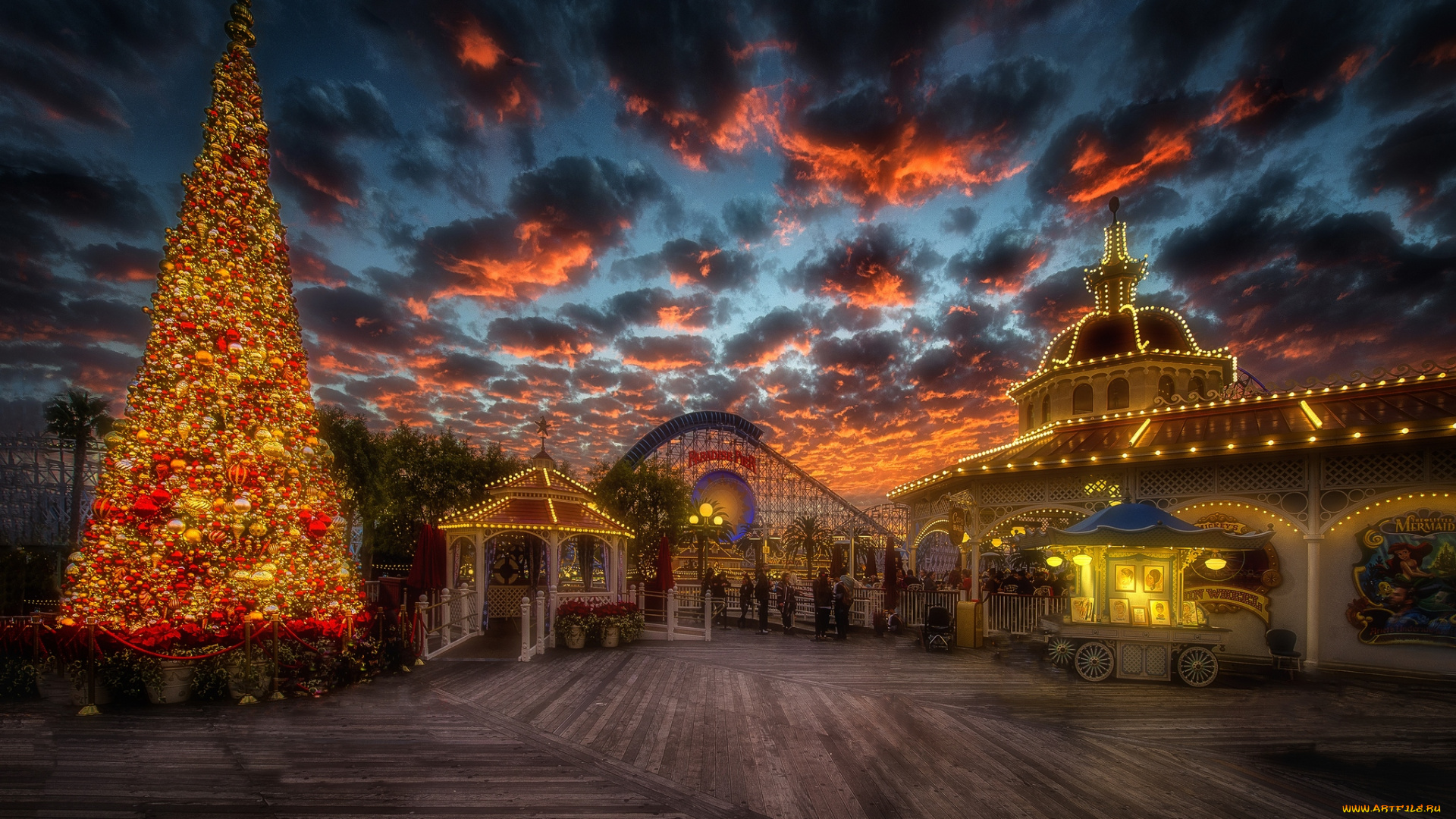 праздничные, новогодние, пейзажи, диснейленд