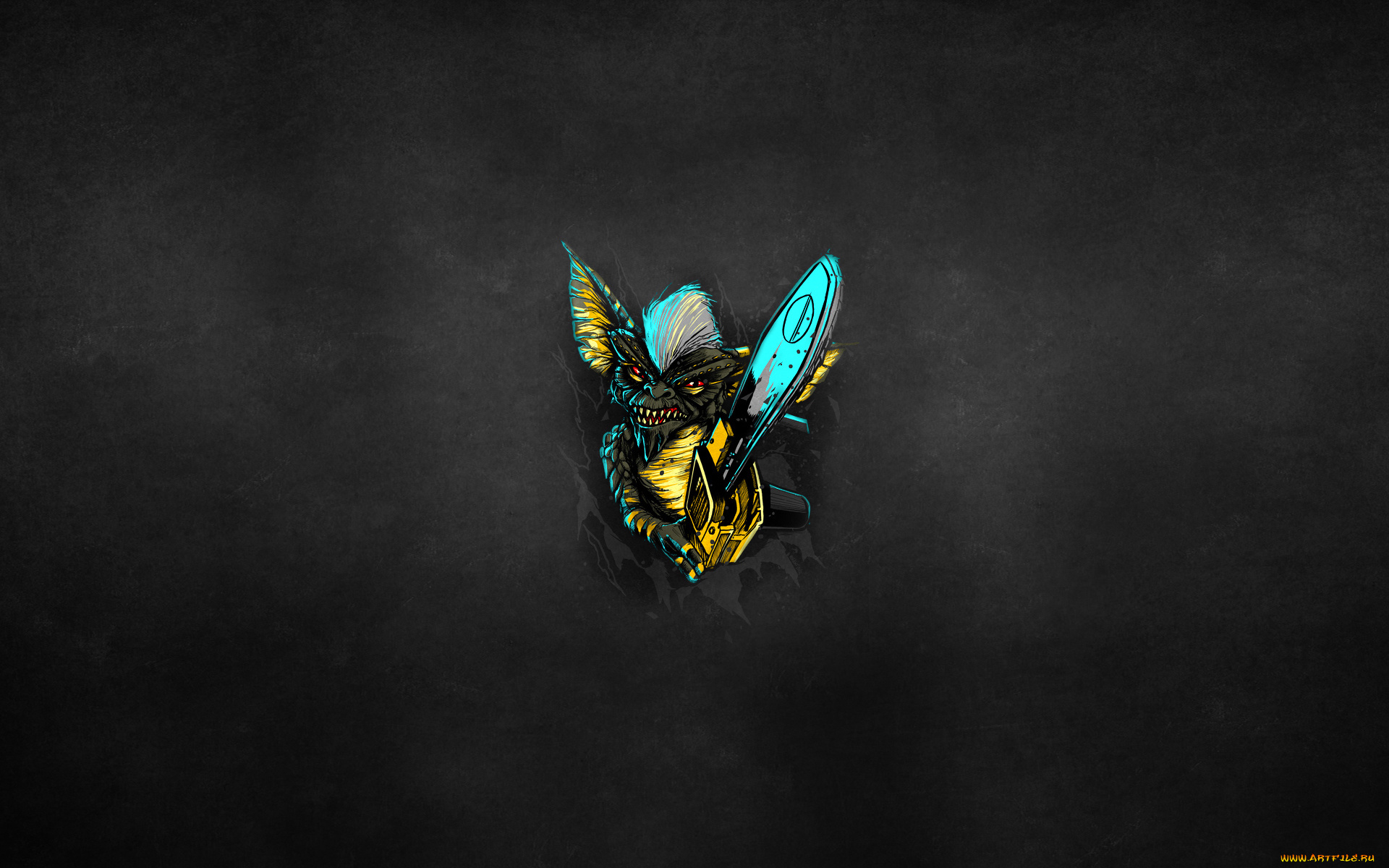 гремлины, фэнтези, существа, gremlins, инопланетянин, пришелец, монстр, ирокез, бензопила