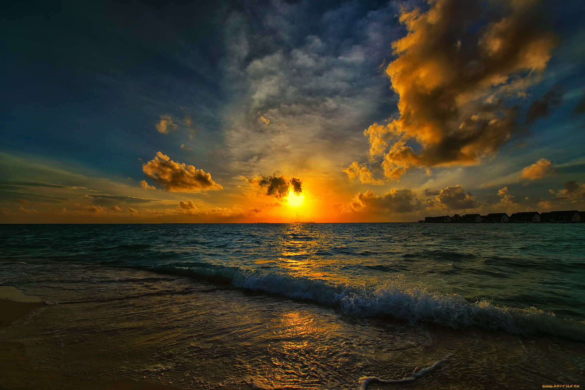 природа, восходы, закаты, море, залив, пляж, волны, солнце, утро