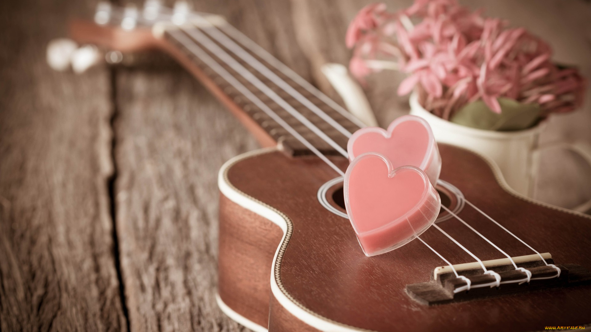 праздничные, день, святого, валентина, , сердечки, , любовь, romantic, heart, гитара, сердце, love, vintage