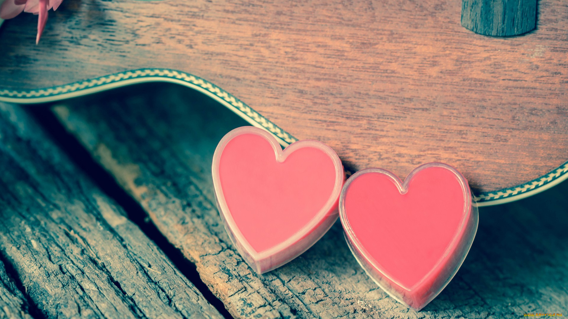 праздничные, день, святого, валентина, , сердечки, , любовь, гитара, сердце, romantic, heart, love, vintage