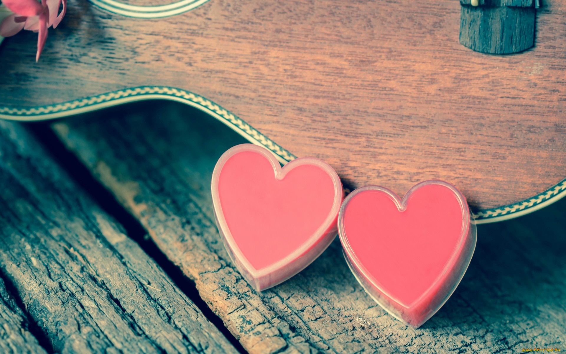 праздничные, день, святого, валентина, , сердечки, , любовь, гитара, сердце, romantic, heart, love, vintage