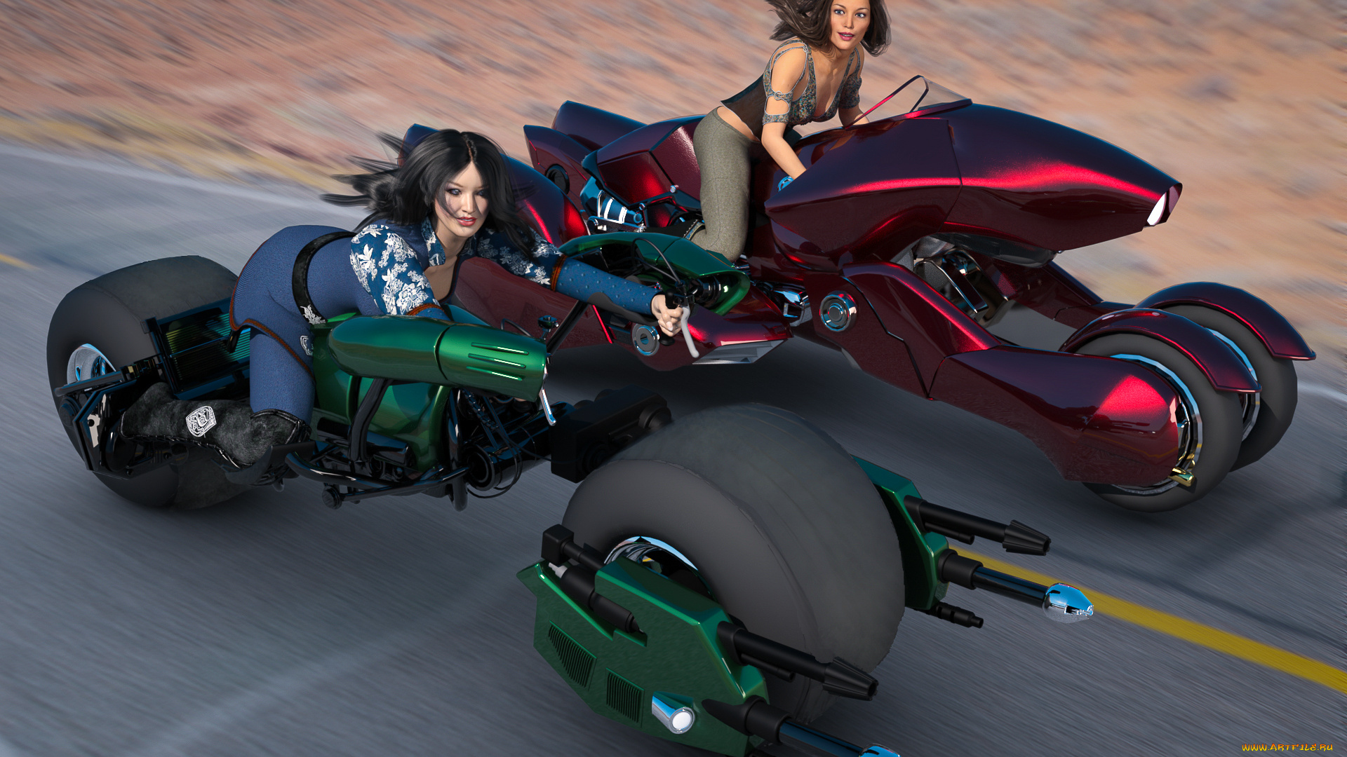 3д, графика, фантазия, , fantasy, девушки, фон, взгляд