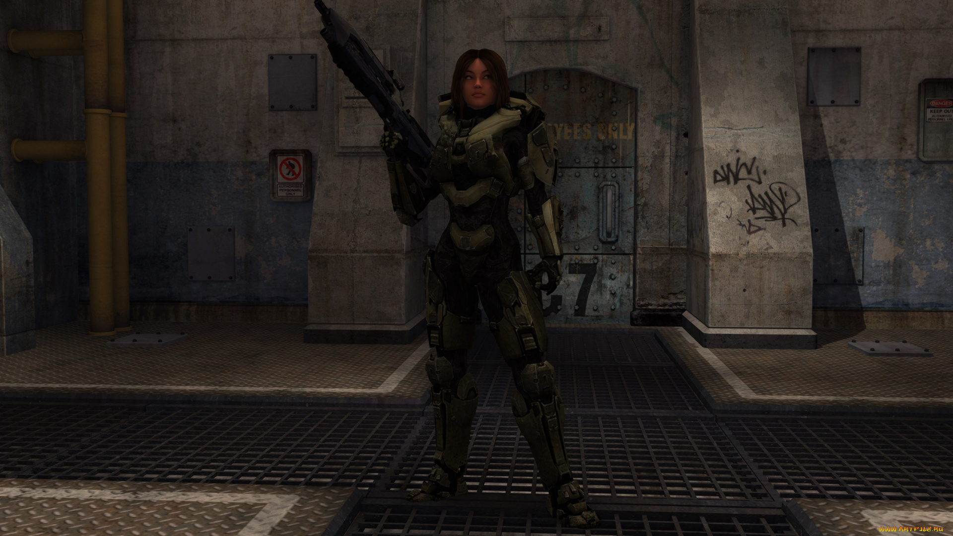 3д, графика, фантазия, , fantasy, взгляд, девушка, оружие, фон