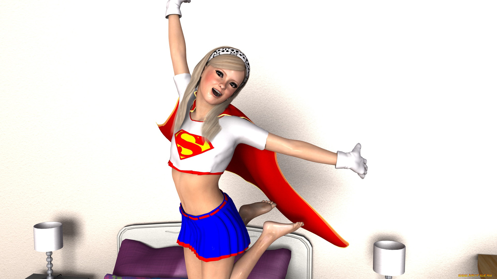 3д, графика, люди, , people, фон, взгляд, девушка, супермен