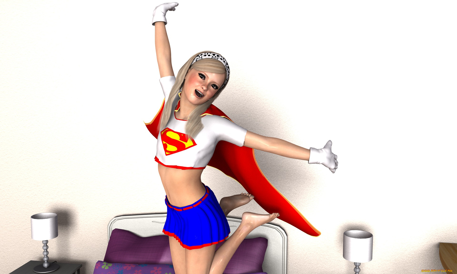 3д, графика, люди, , people, фон, взгляд, девушка, супермен