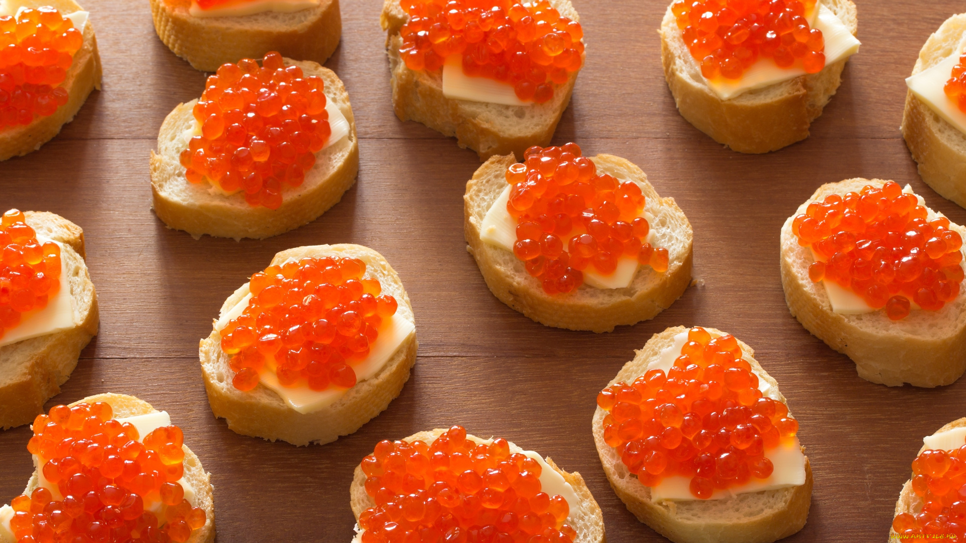 еда, икра, красная, масло, канапе, багет