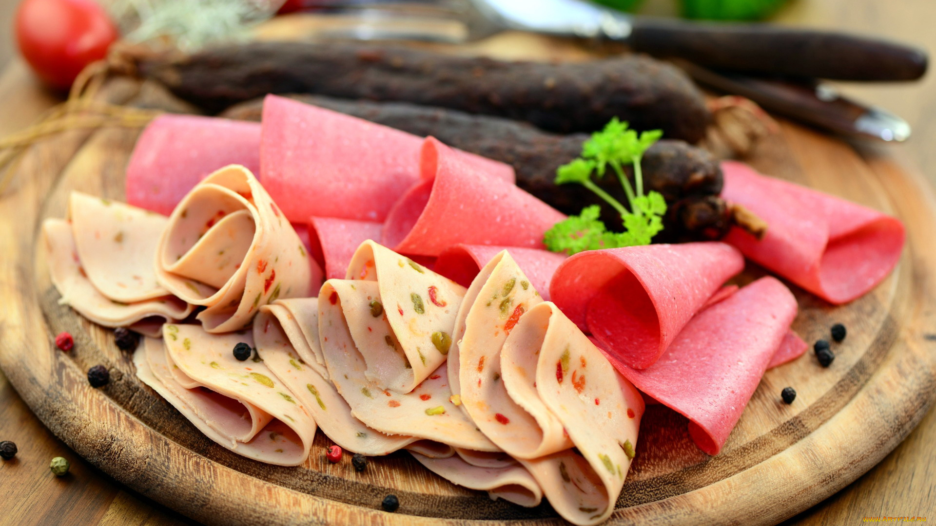 еда, колбасные, изделия, перец, ветчина, нарезка