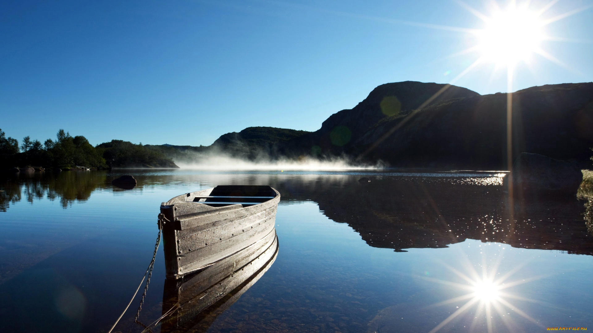 корабли, лодки, , шлюпки, лучи, солнечные, туман, река, лодка