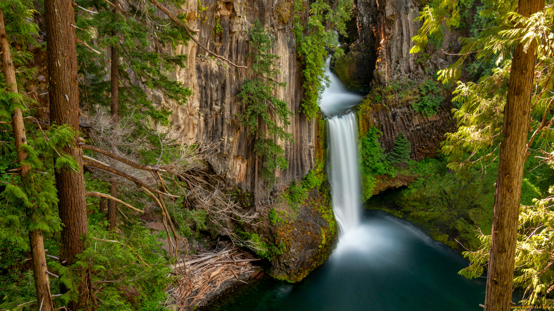 природа, водопады, река, лес, водопад
