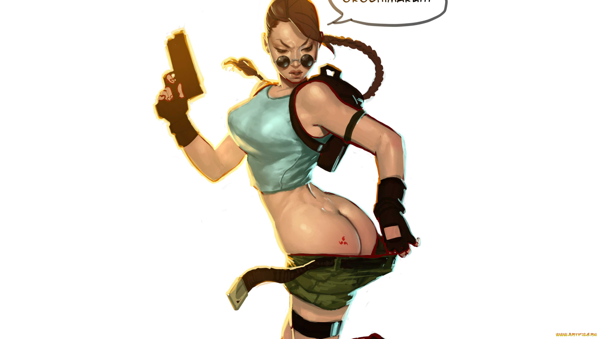 рисованное, комиксы, фон, девушка, пистолет