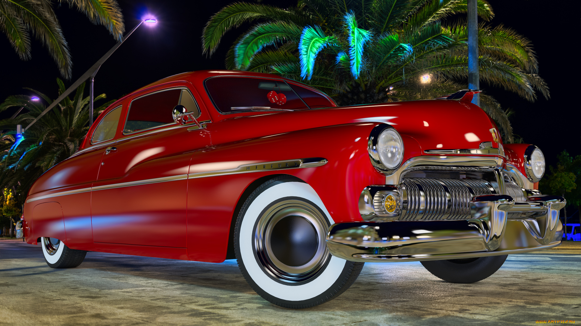 автомобили, 3д, mercury, 1950г