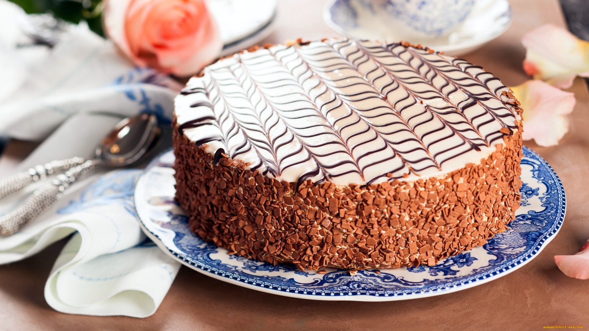 еда, торты, рисунок, шоколад, глазурь, торт