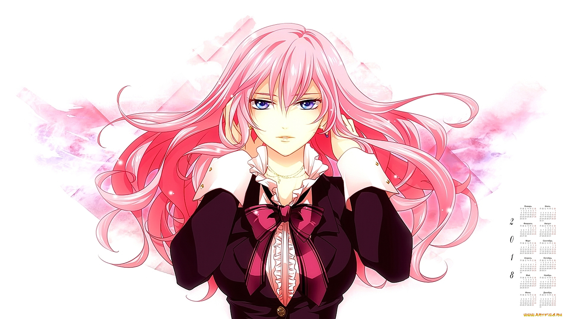 календари, аниме, девушка, взгляд, 2018